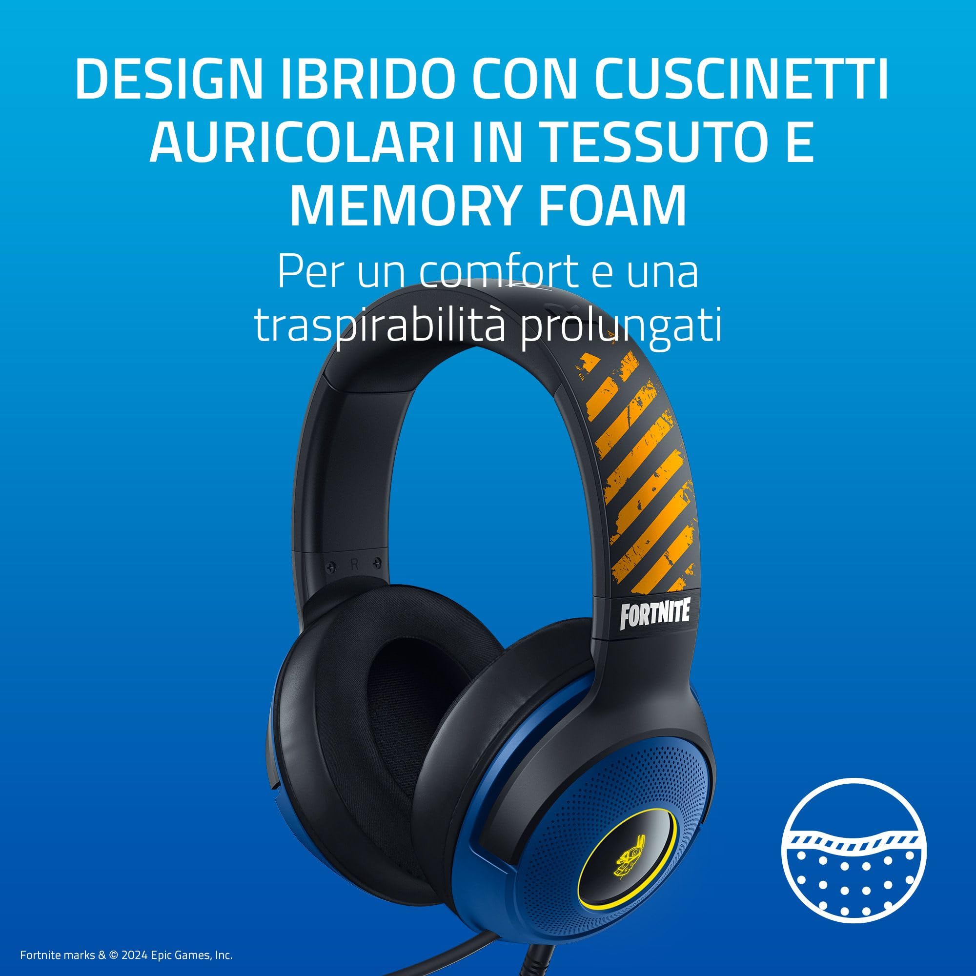 Razer Kraken V3 X - Cuffie da gioco USB cablate edizione Fortnite (cuffie ultraleggere, Driver TriForce da 40 mm, microfono HyperClear, RGB) Fortnite
