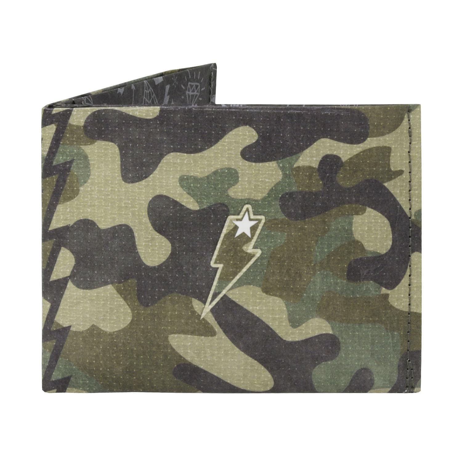Camouflage Stitched Paper Wallet - Thin Minimal Tear Slim Wallet for men, Mens Credit Card Holder Wallet Gifts for Him - Army Outdoor Green Camo Bifold Wallets for Men