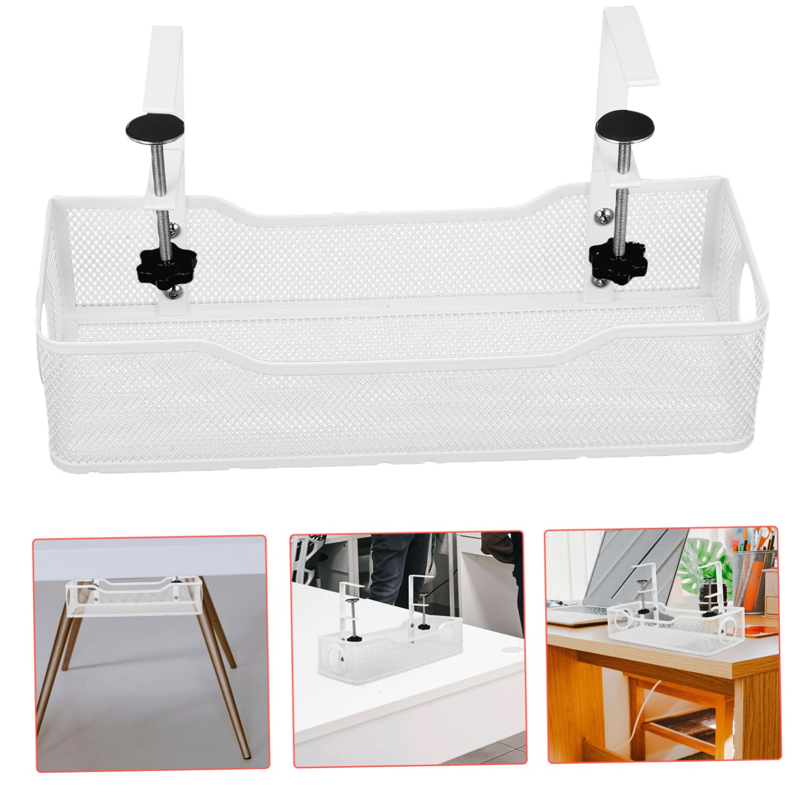 DOITOOL Organizador de Cables Debajo del Escritorio Diseño de Malla Bandeja de Hierro White Resistente al Desgaste, para Ordenador y Dormitorio