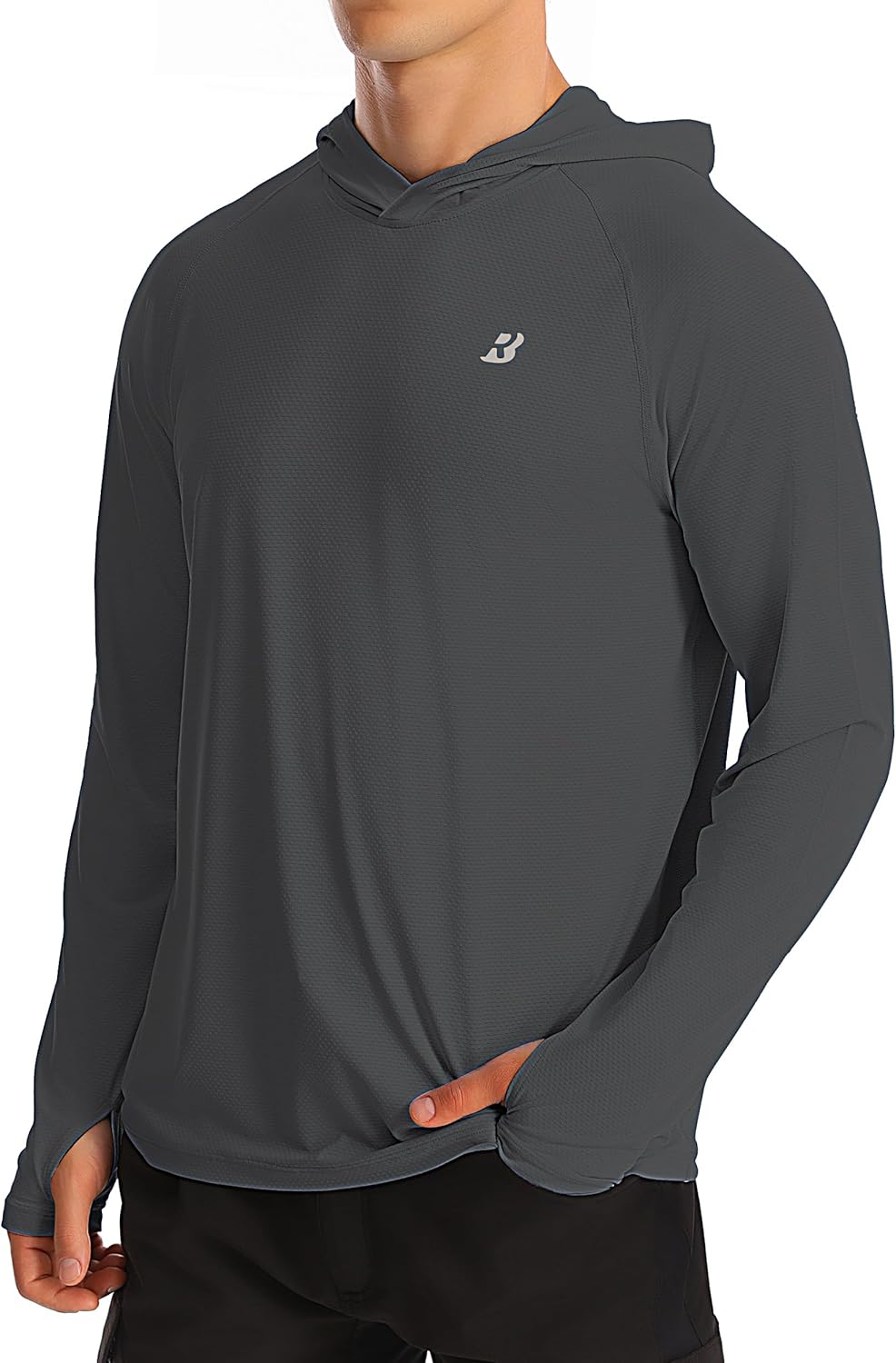 Roadbox UPF 50+ Fishing Shirts for Men, Long Sleeve UV Protection Sun Hoodie, Swim Rash Guard for Hiking Running Workout