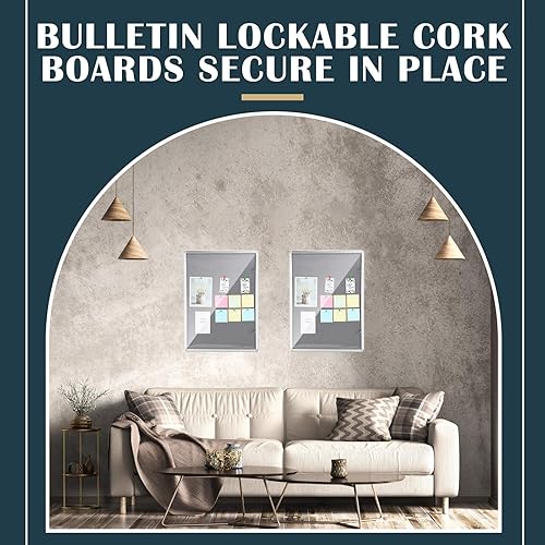Miniatura 10 de Ctosree Tablero de anuncios cerrado, tablero de anuncios de corcho con cerradura, impermeable, tablero de anuncios enmarcado de aluminio, gabinete