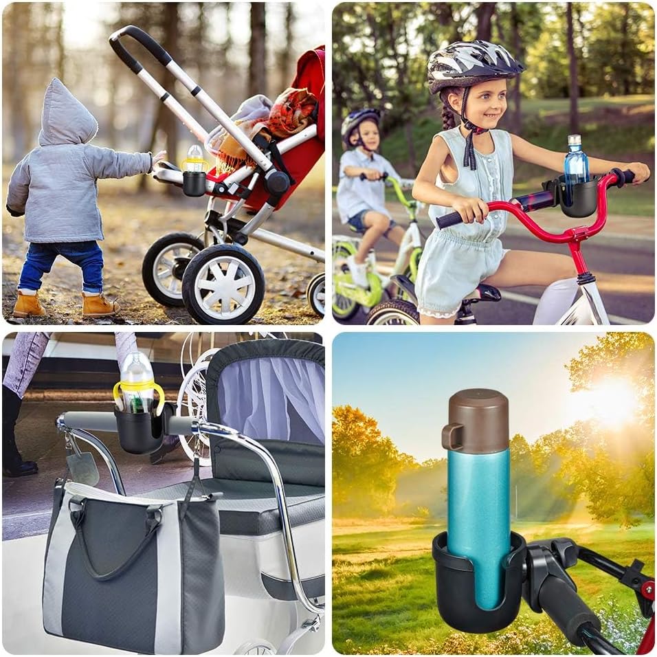 ISSYZONE Wheelchair Drink Holder, Rollator & Scooter Cup Holder - 4 Flexible Tabs with Hook for Walker, Stroller, Mobility