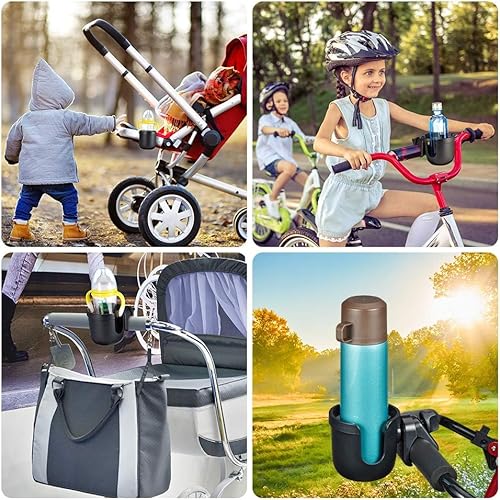 Miniatura 3 de ISSYZONE Portavasos para silla de ruedas, portavasos para andador, 4 pestañas flexibles con gancho para bebidas para caminar, scooter, cochecito,