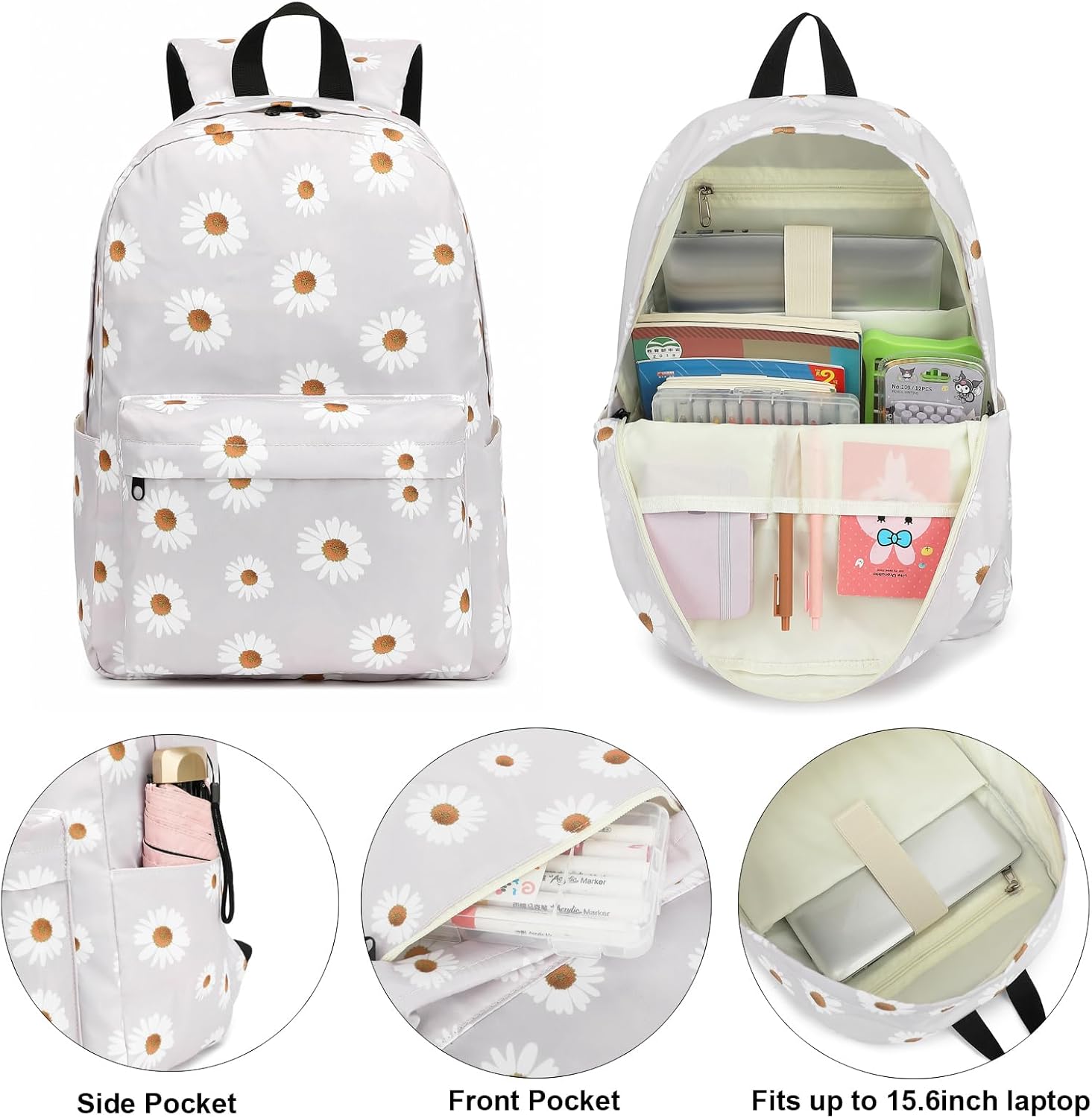 Girls School Backpack Set, Kids Teens School Bag Bookbag with Lunch Bag Pencil Bag - Image 2