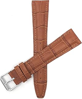 Bandini Extra Long (XL) 14mm Womens Italian Leather Watch Band Strap - Tan - Padded - Alligator Pattern