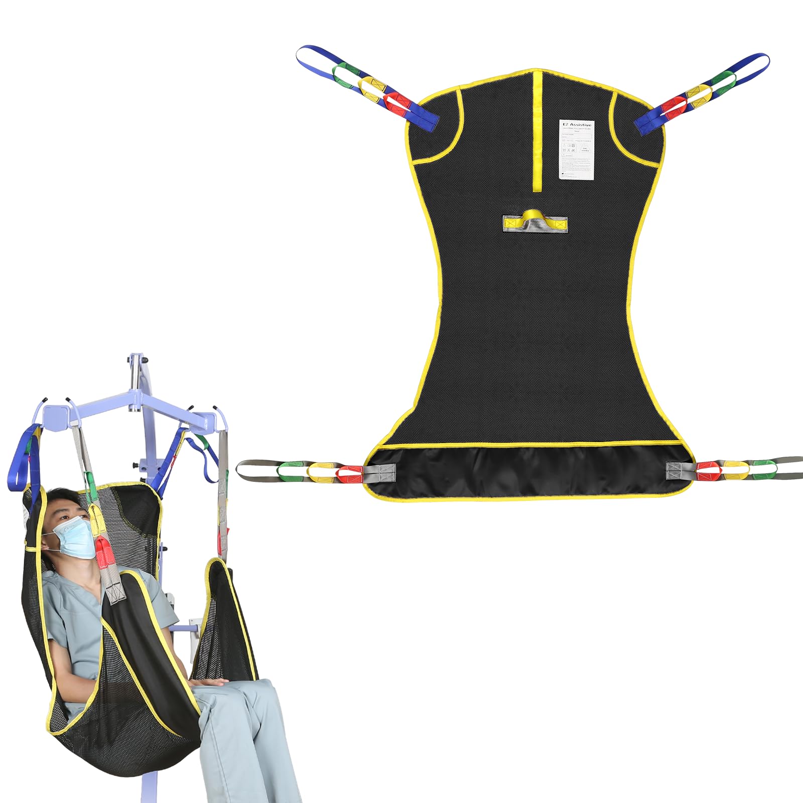 EZ Assistive Full Body Patient Lift Sling features a four points mesh sling for patient transfers and supports up to 500lbs (230kgs). (mittel)