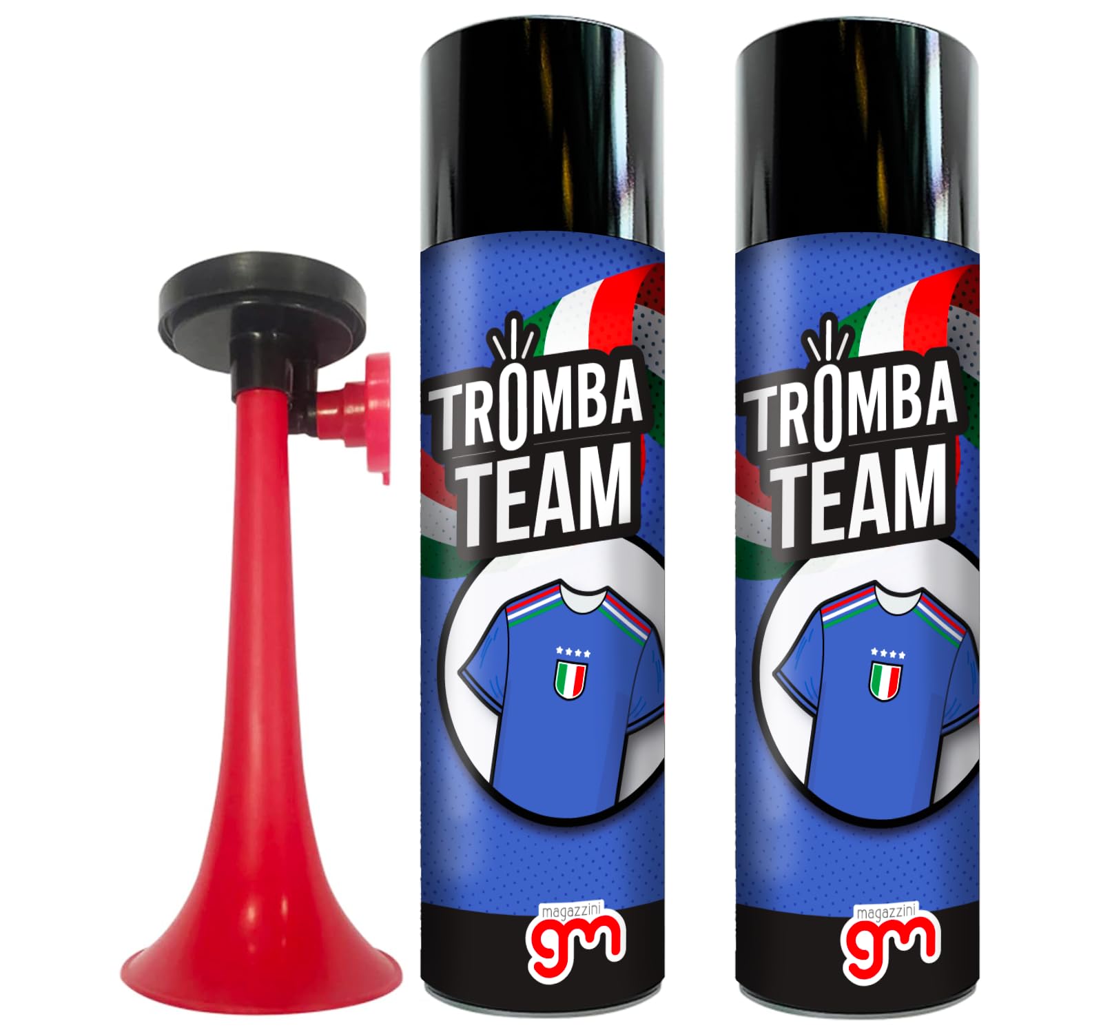 Tromba Team, Tromba da Stadio con i Colori della Squadra del Cuore, Avvisatore Acustico per Eventi Sportivi e Nautica, 300ml