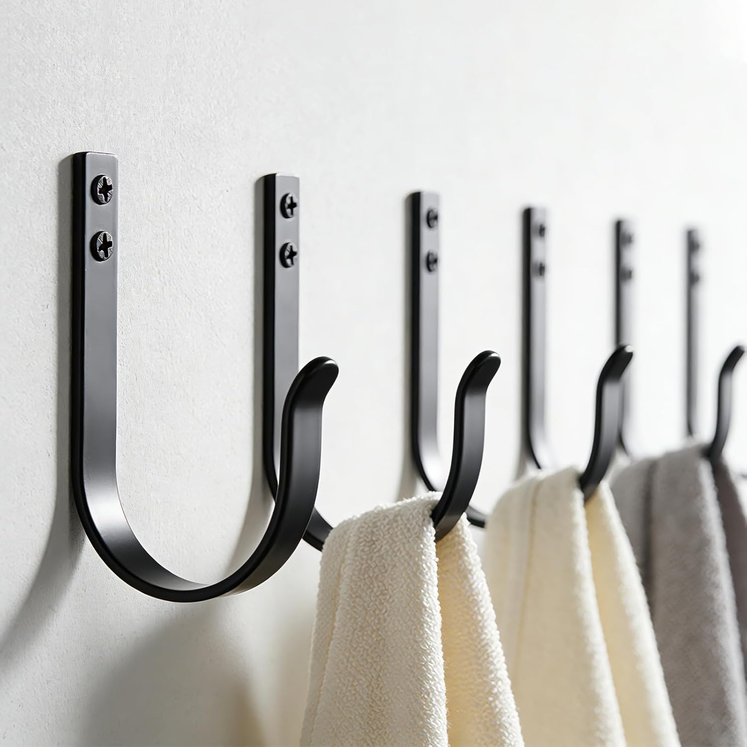 6 Pack Heavy Duty Wall Hooks, 22 LB Load Bearing Stainless Steel Single Prong Coat Hooks Wall Mounted for Bathroom Towel, Coat, Backpack, Entryway, Black