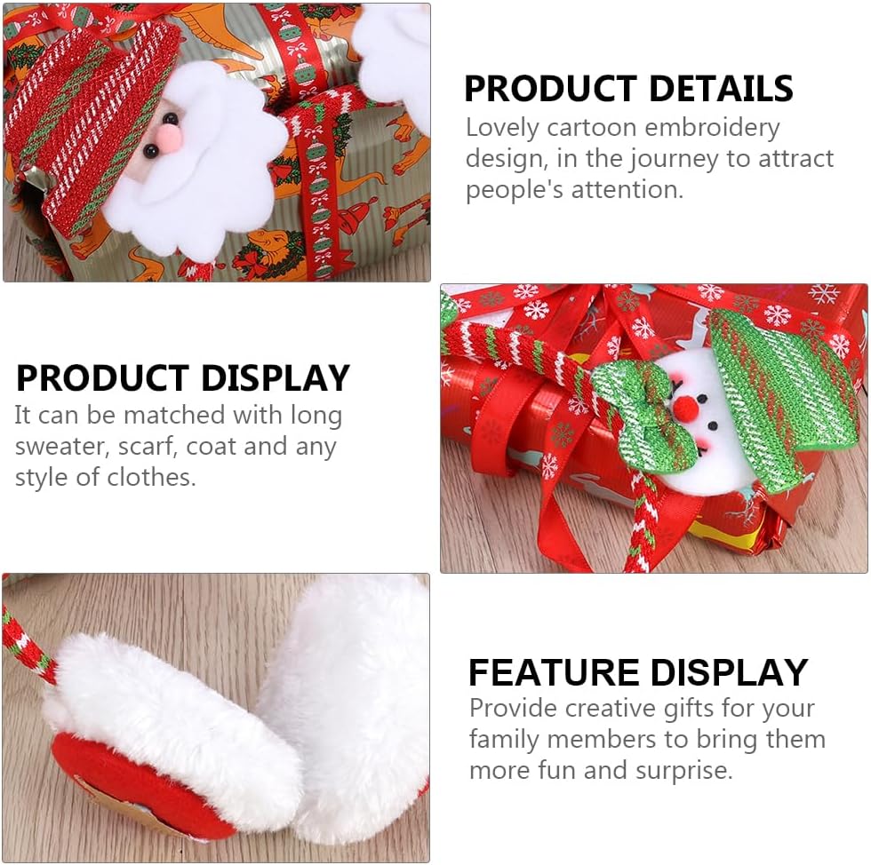 NUOBESTY 3pcs Cartoon Christmas Earmuffs Winter Headbands Warm Ear Covers for Xmas Day Decorations