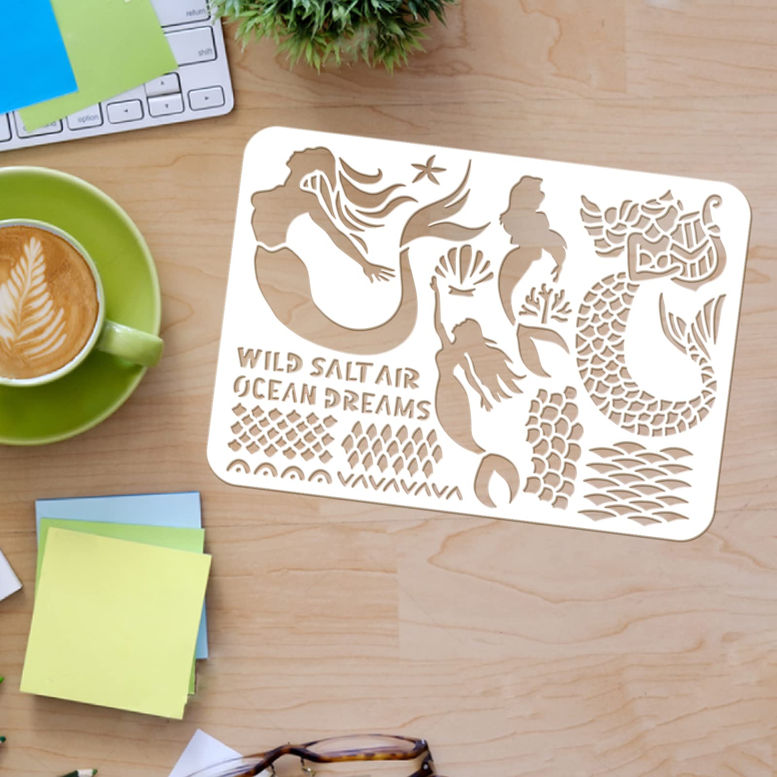 FINGERINSPIRE 10 Stks Bergen Schilderen Stencil met Borstel
