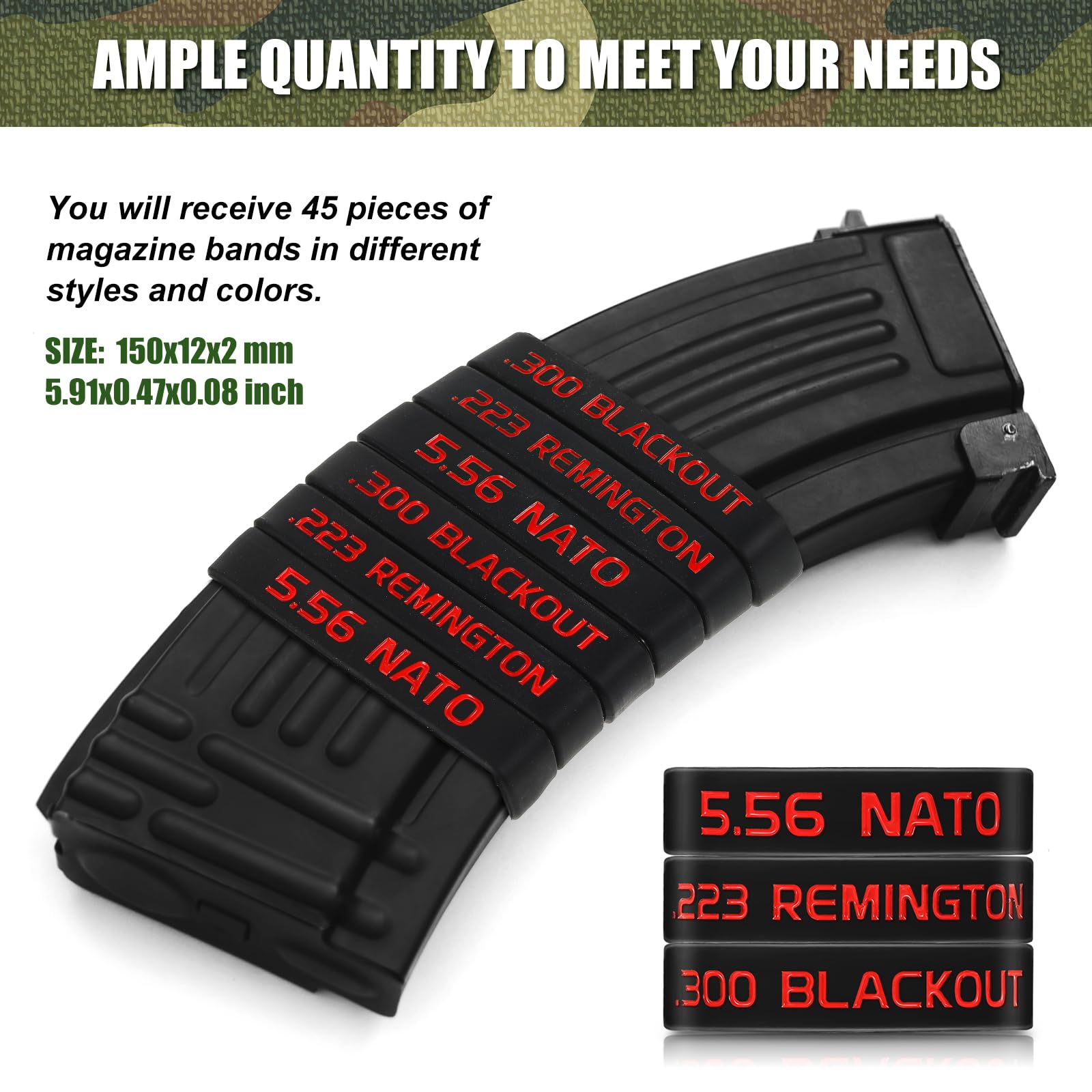 Amazon.com: Chivao 45 Pack Magazine Marking Band 5.56 Nato,. 223