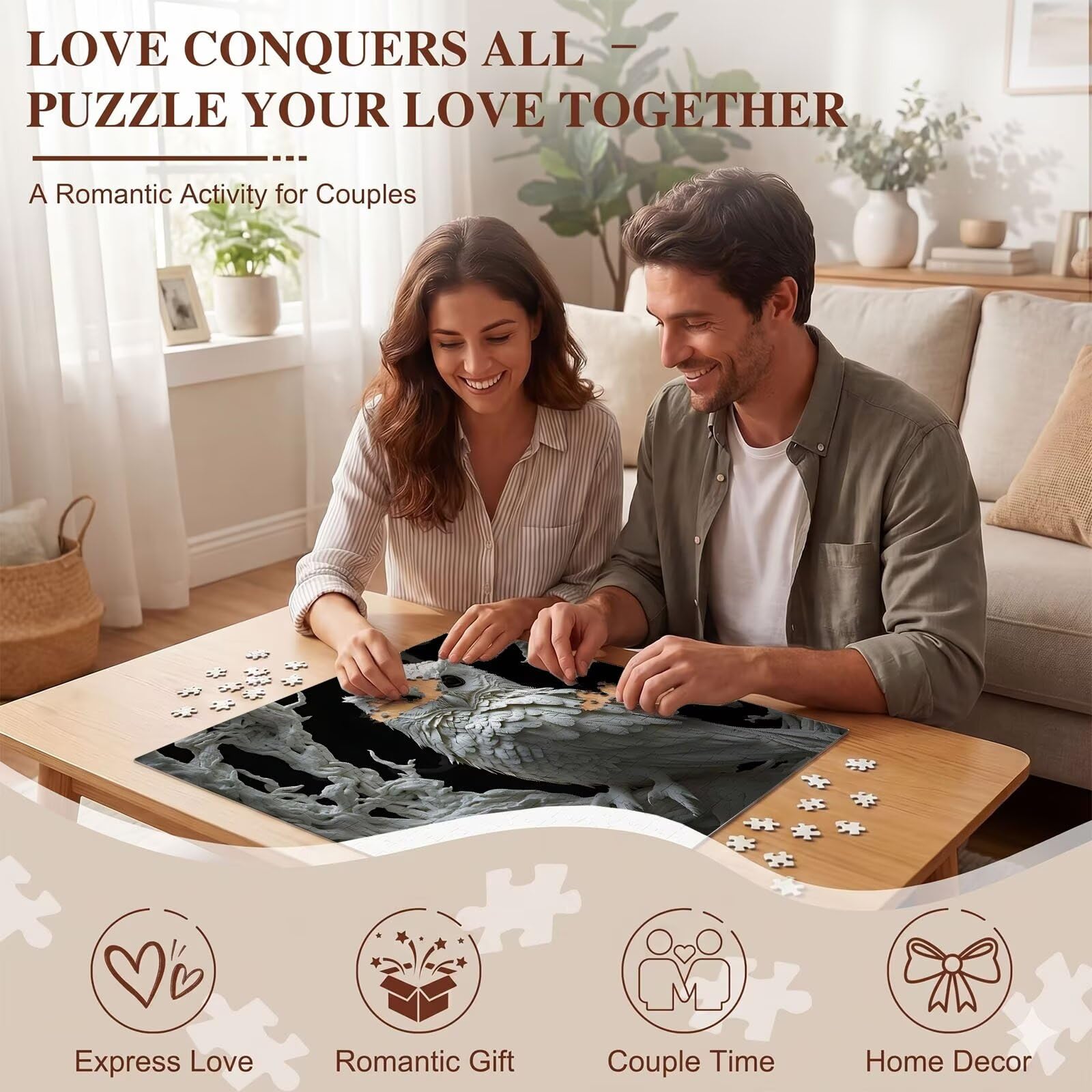 búho Árbol-3 Puzzle de 1500 Piezas, Juego de Mesa Familiar de Madera - Rompecabezas Adultos para Toda La Familia, Rompecabezas Educativo DIY y Antiestrés - con Mapa de Referencia, 87 x 57 cm f0-718