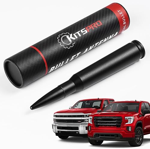 Miniatura 1 de KitsPro Antena de 50 Cal para todos los años Chevy Chevrolet Silverado y GMC Sierra 1500 2500 3500, antena de radio corta negra mate para camión