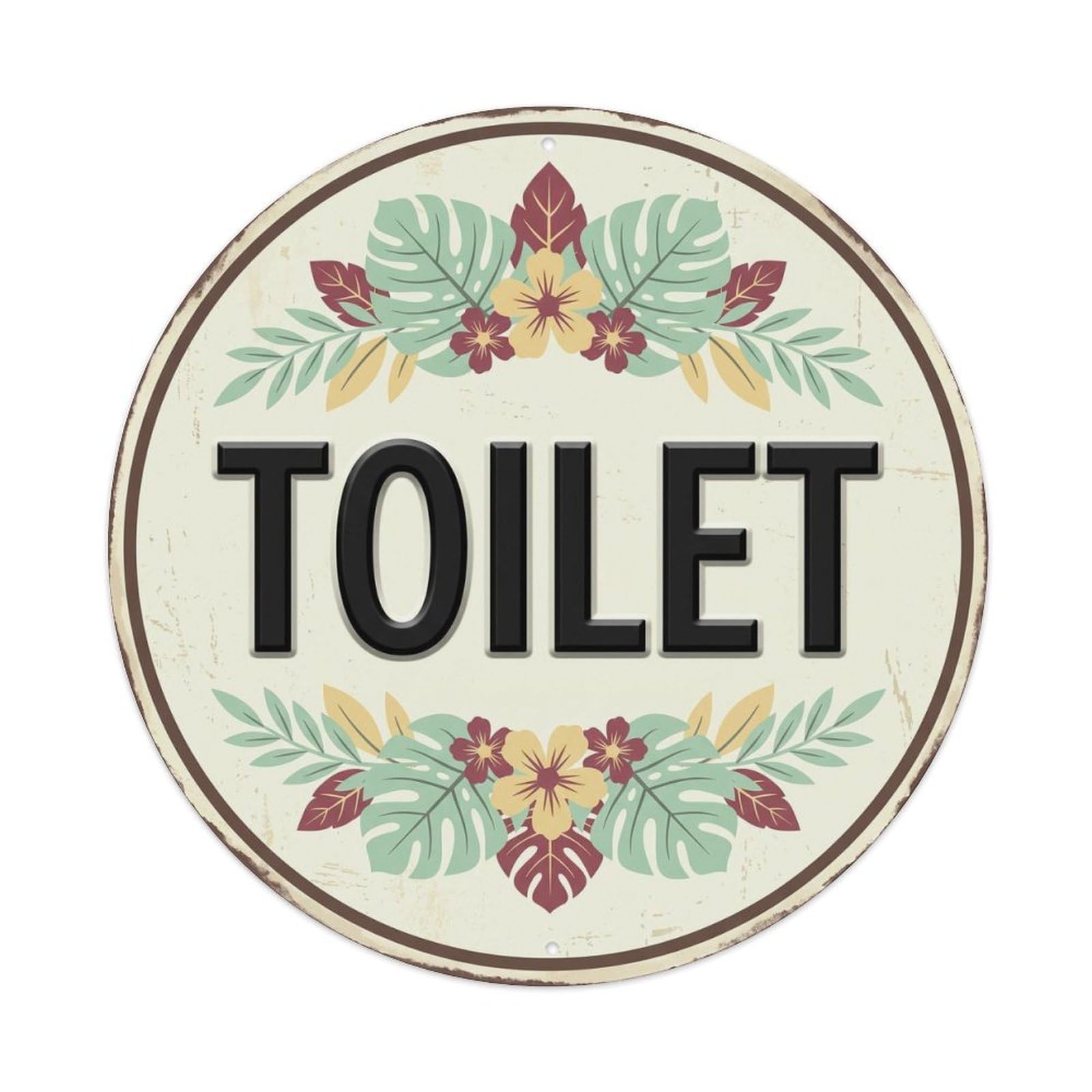 Okahys 8X8inch(20X20cm) Toilet(Wc) Signage Monstera Vintage Metal Tin Sign