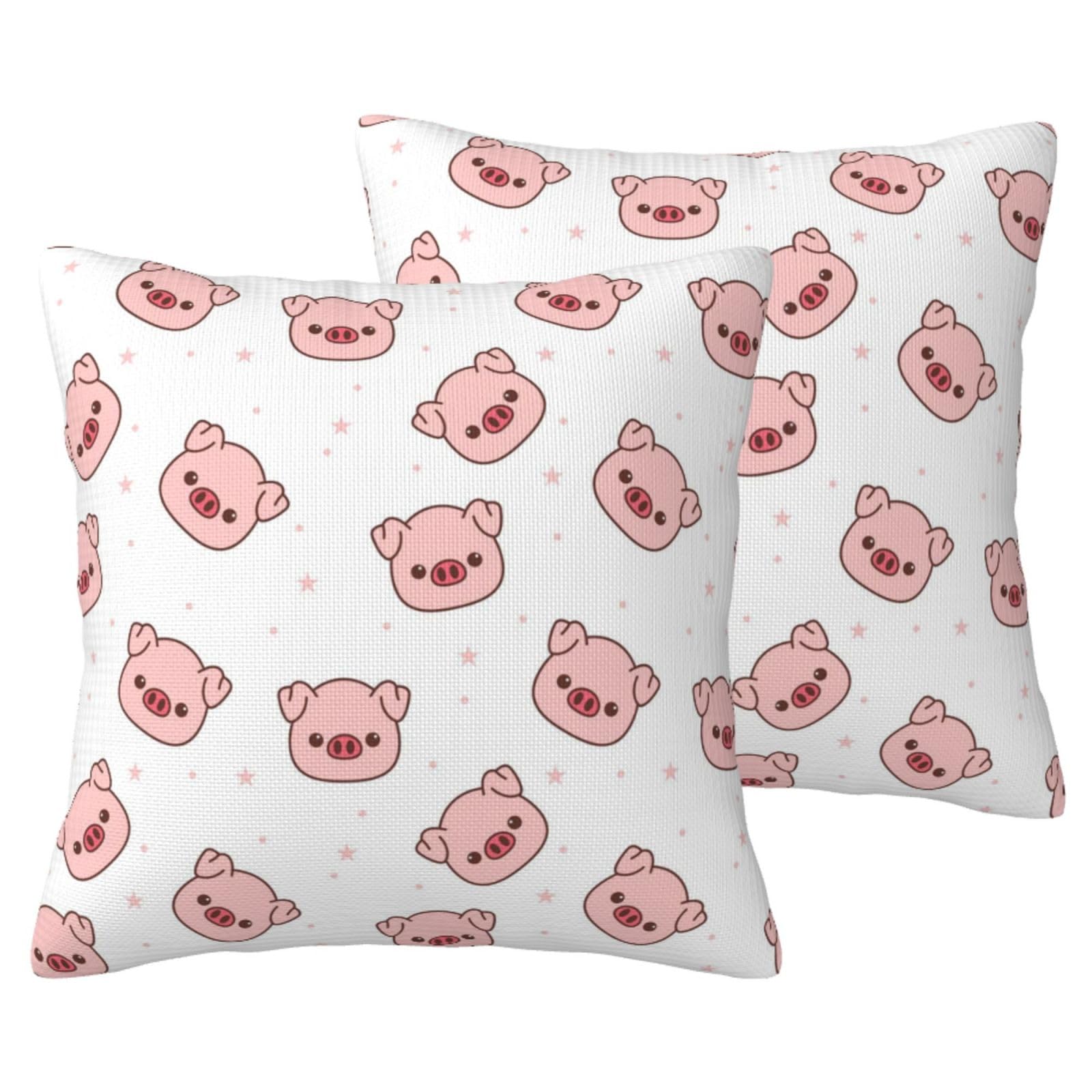 Housse de coussin cochon en imitation lin lot de 2 pour canapé salon
