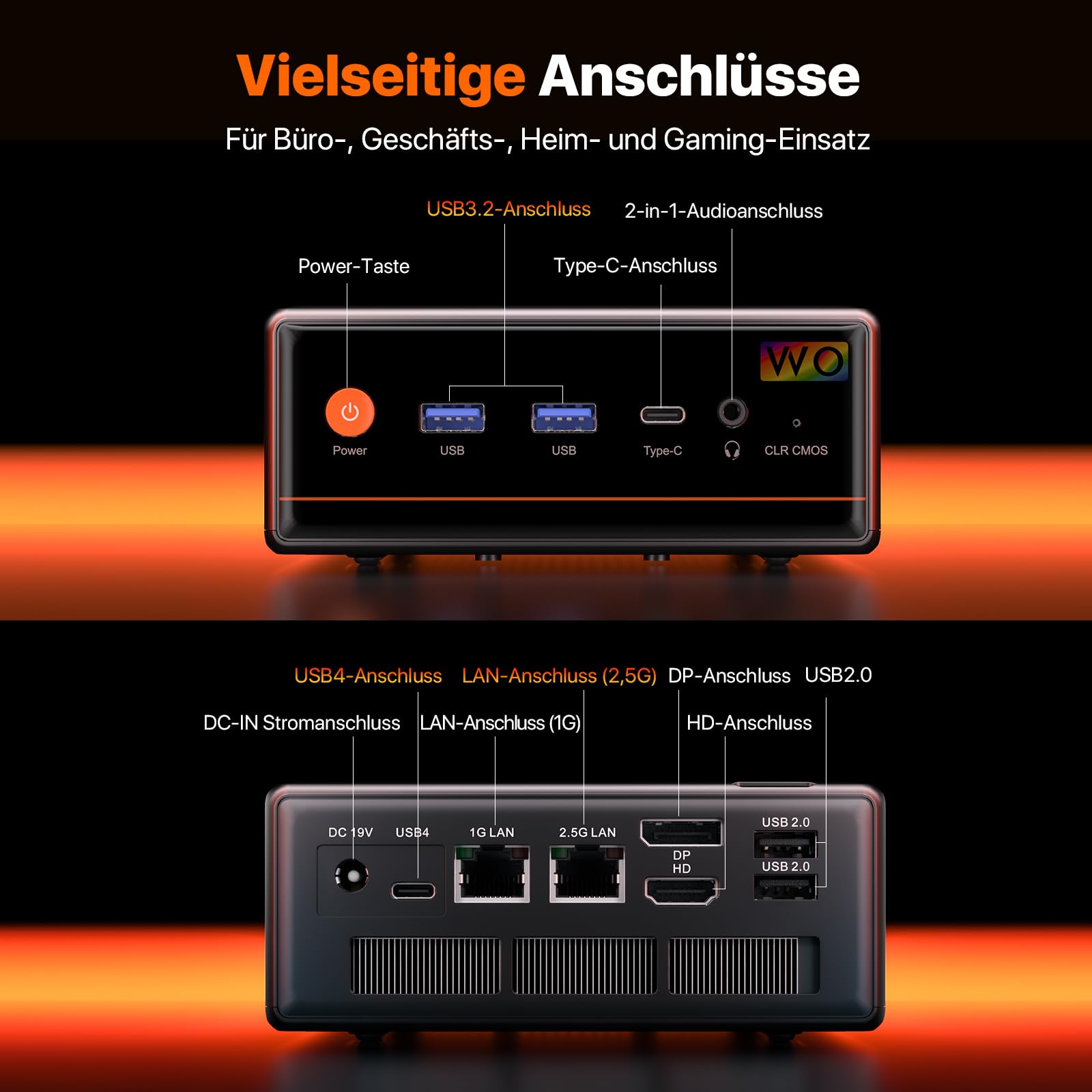 PELADN Gaming Mini PC, Ryzen 5 7640HS (stärker 6800H, bis zu 5GHz), 16GB DDR5 RAM, 1TB SSD, Vierfach Display, 3 Jahren Garantie,Mini Desktop Computer mit 2.5G LAN/WiFi6/BT5.2/USB4, für Spiele, Büro