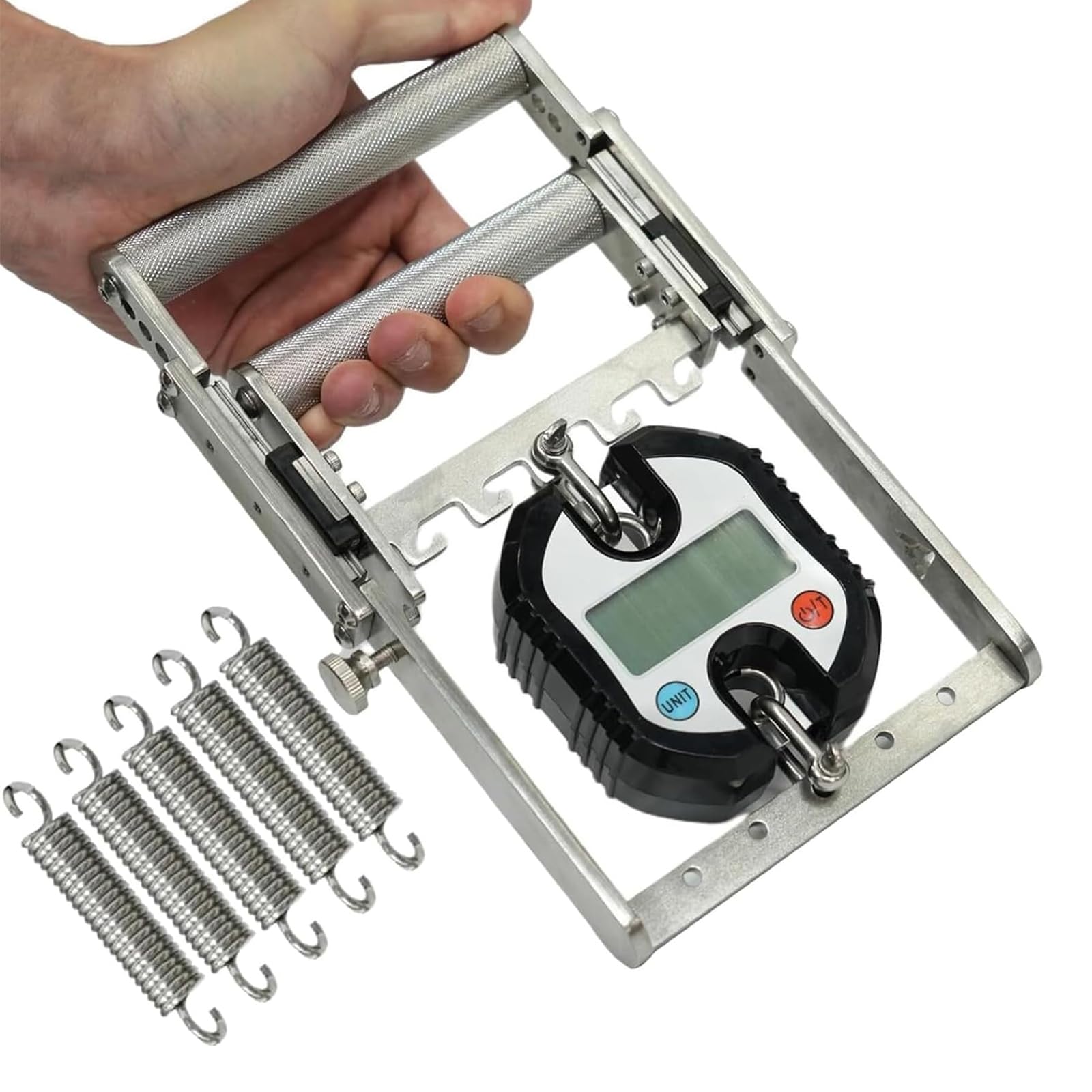 Dinamometro regolabile con 5 molle, impugnatura antiscivolo, carico massimo 150 kg, resistente acciaio inossidabile per costruzione muscolare, attrezzatura da palestra domestica
