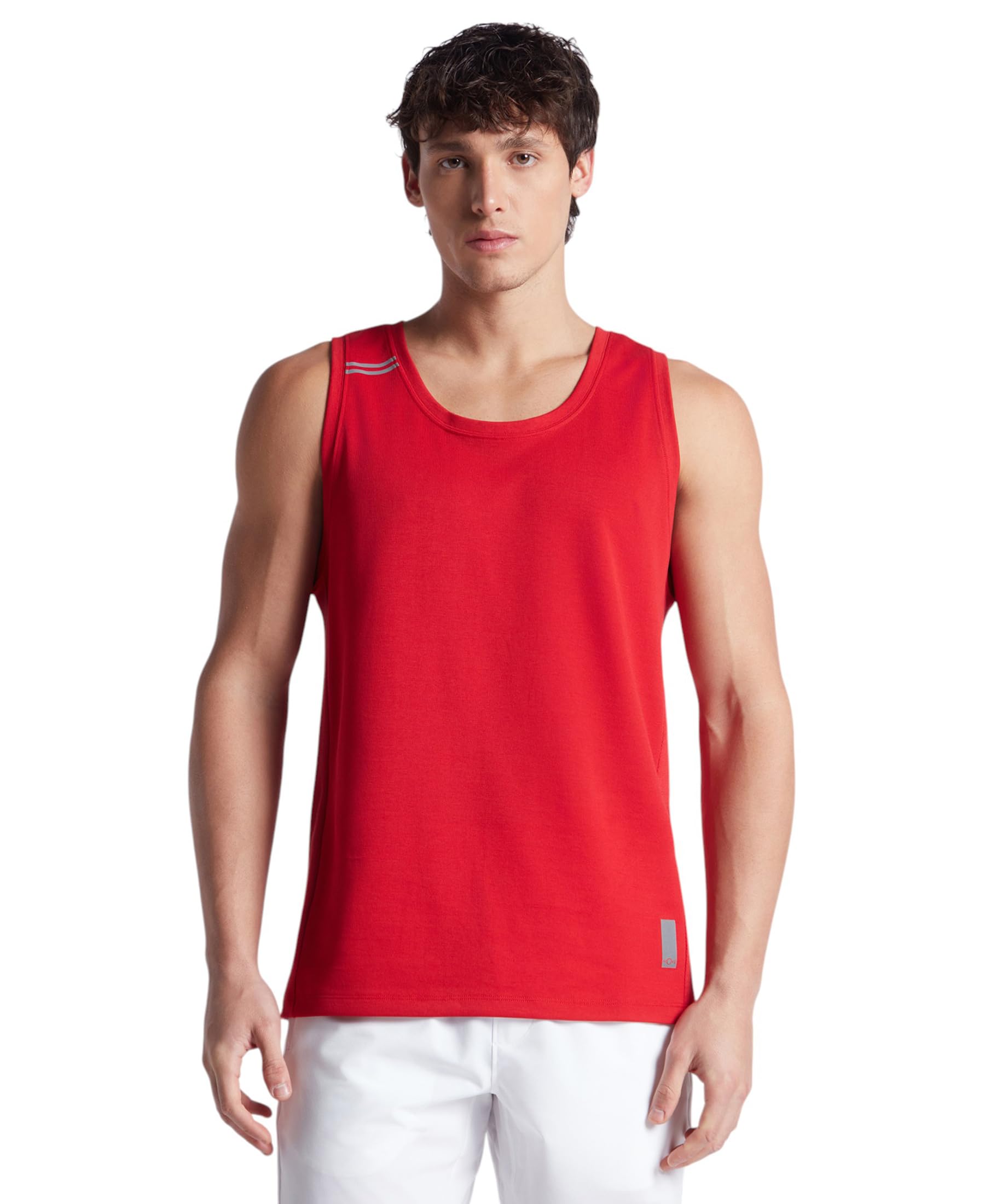 MV06 Men's Super Combed Cotton Blend Solid Low Neck Active Wear Tank Top with Breathable Mesh