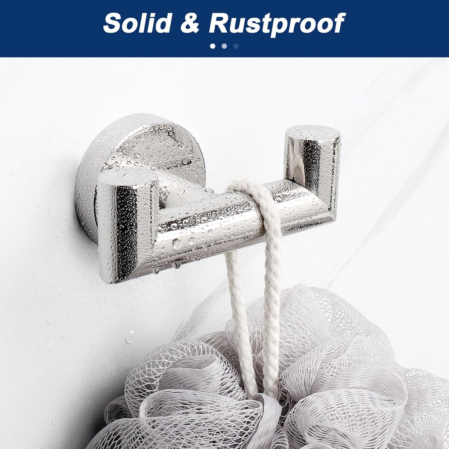 NearMoon Bathroom Double Towel Hook- SUS304 Stainless Steel Robe Towel Holder, Heavy Duty Double Coat Hook for Bathroom Livingroom Kitchen Wall Mounted (Chrome Finish-U, 4 Pack)