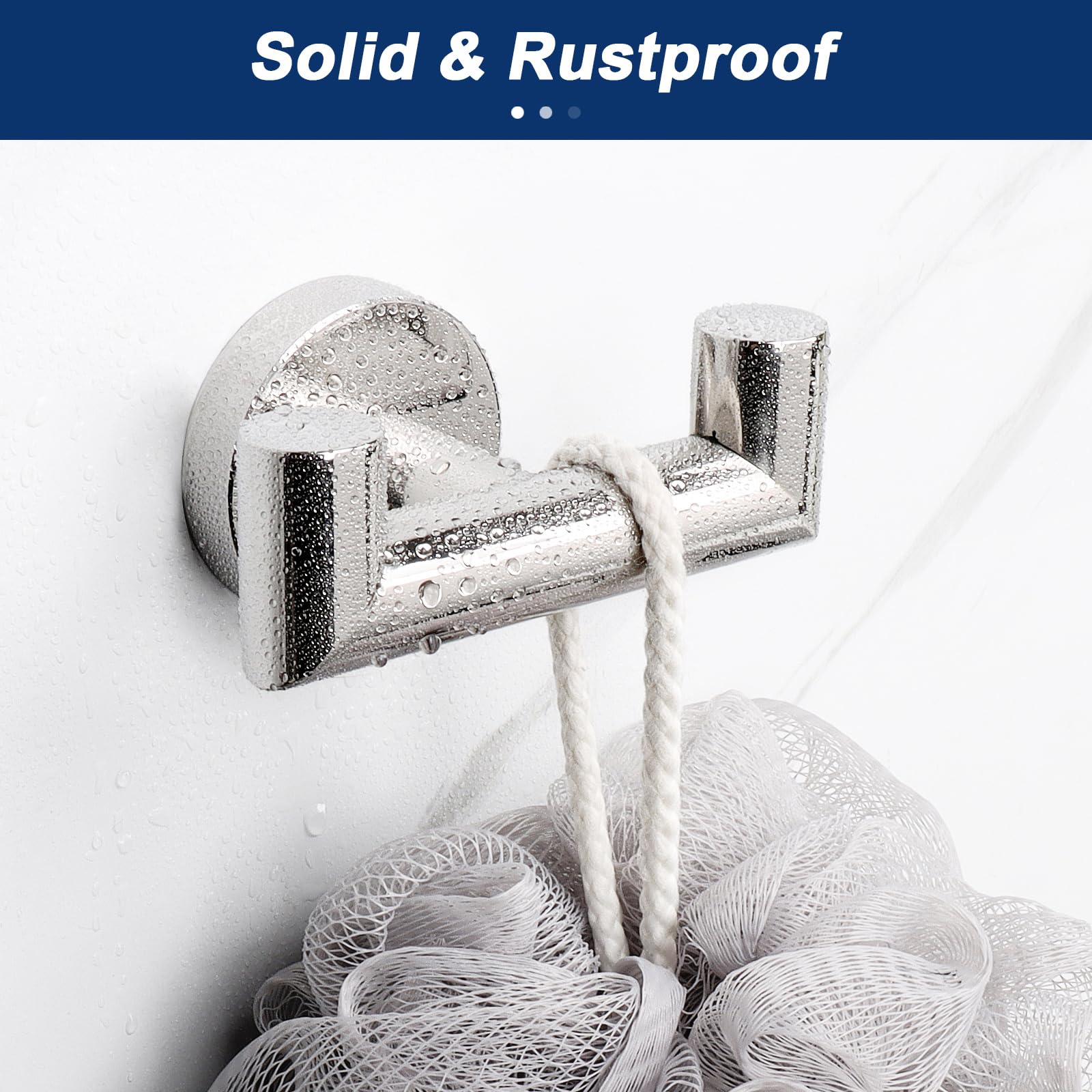 NearMoon Doppelter Handtuchhaken für Badezimmer, SUS304-Edelstahl, Handtuchhalter, robuster Doppel-Kleiderhaken für Badezimmer, Wohnzimmer, Küche, Wandmontage, 2 Stück, Chrom-Finish