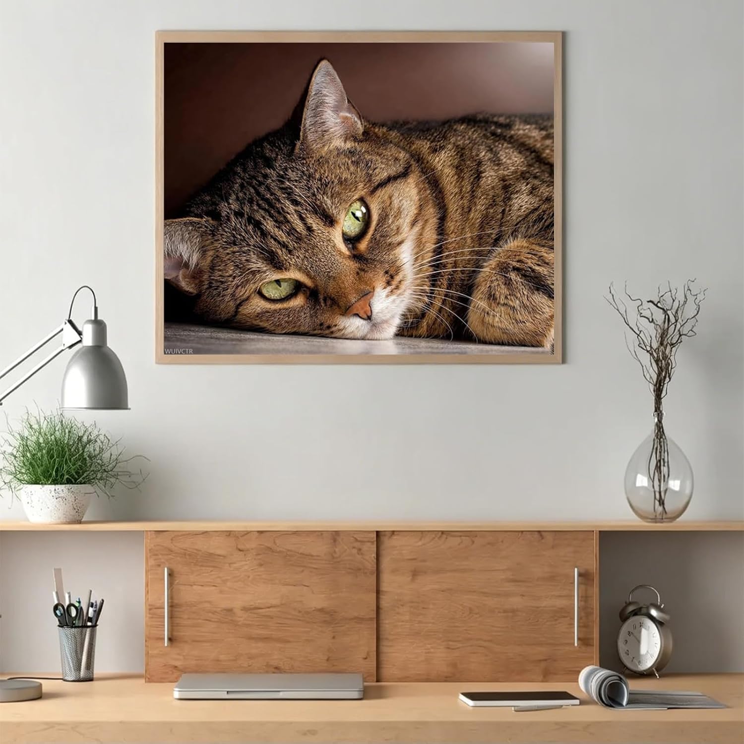 WUIVCTR Tabby Cat Paint by Numbers Kit for Adults, 16" x 20" Canvas Painting Kit for Beginners, Modern Aesthetic DIY Paint by Number on Canvas for Home Wall Decor