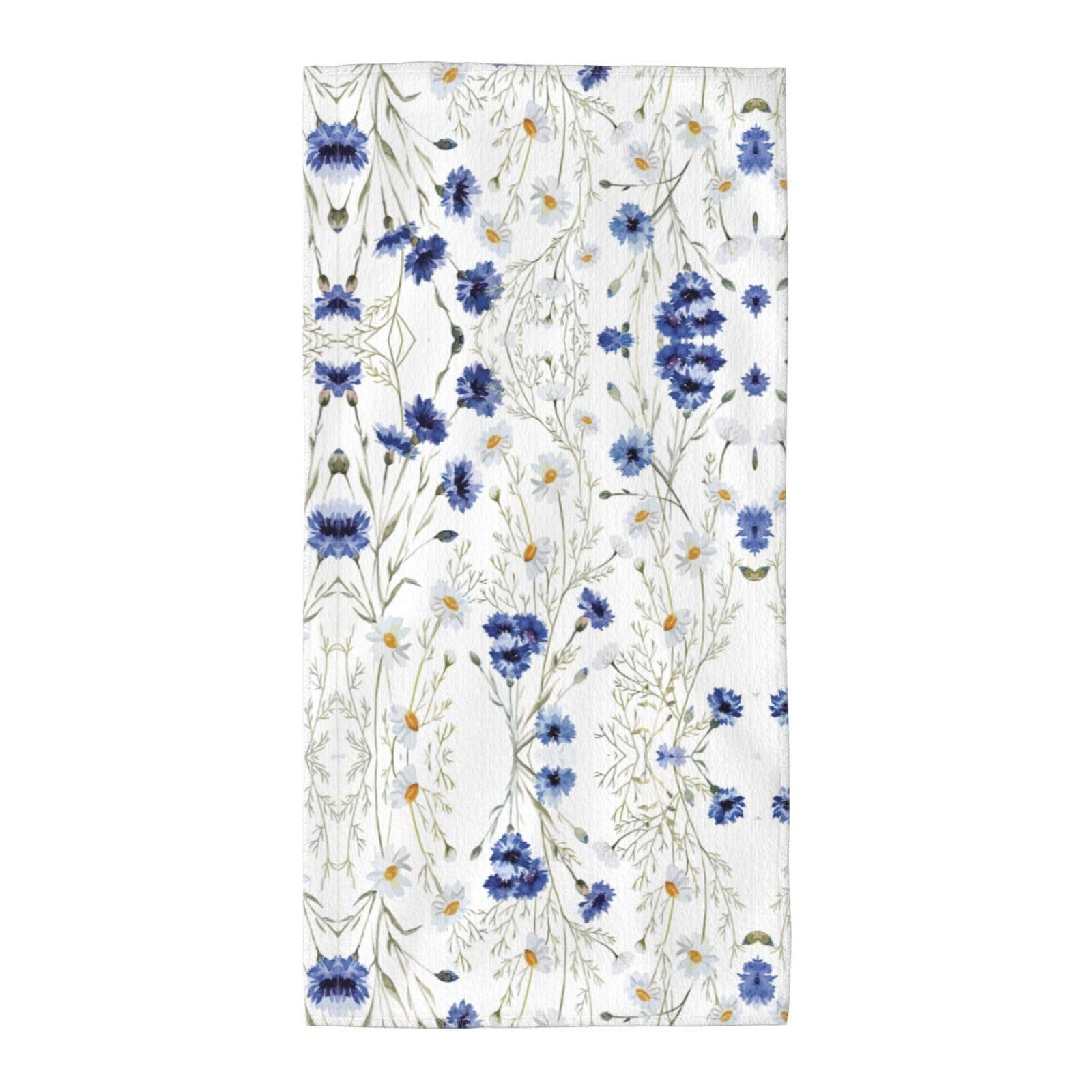 DIEzig Flowers And Cornflowers Daisies Fashion Printed Long Bath Towel For Pool Side Seaside Holiday