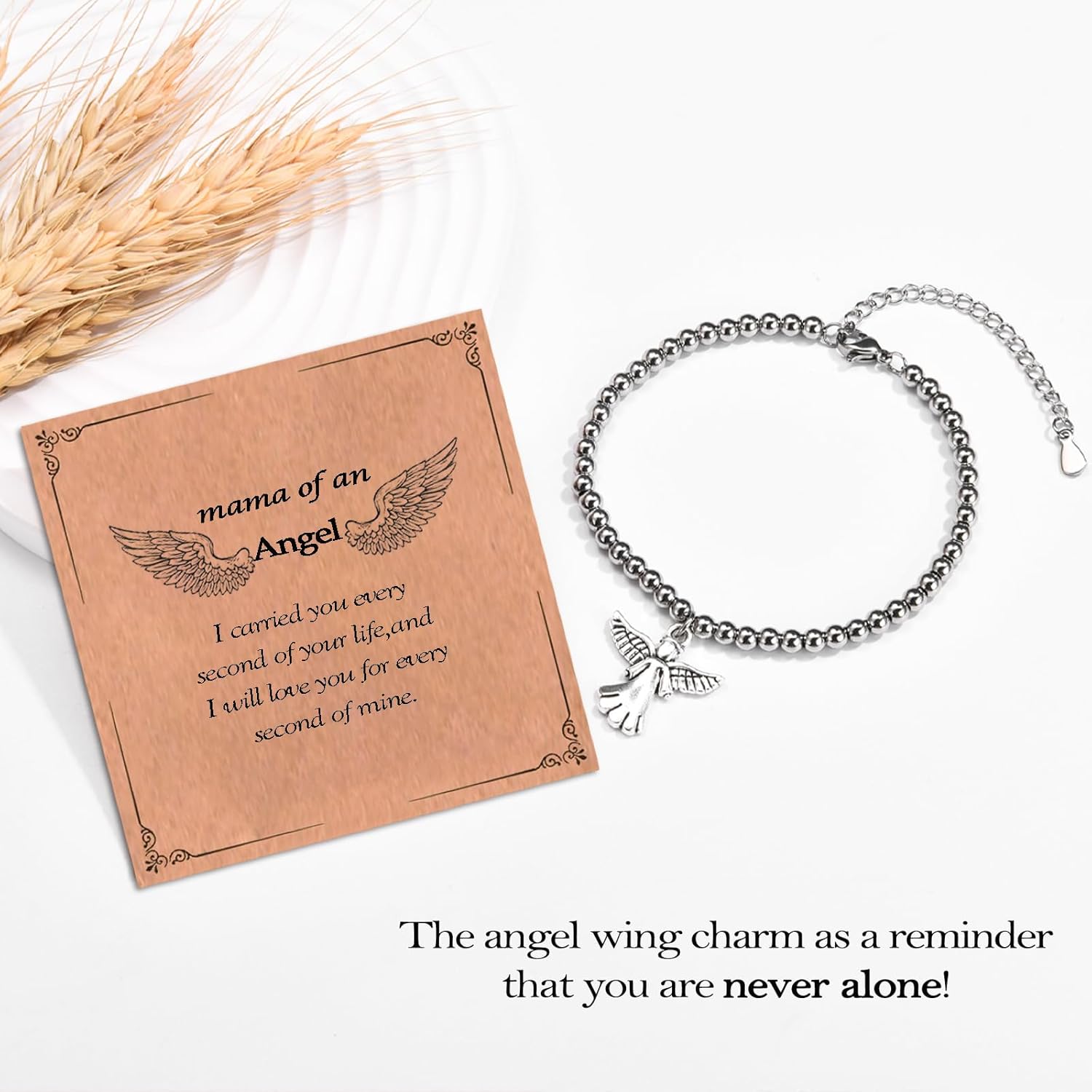 Sympathy Gifts for Loss of Loved One, Memorial Bereavement Gifts for Loss of Mother Father Husband Pets, Angel Bracelet Beads for Women - Image 4