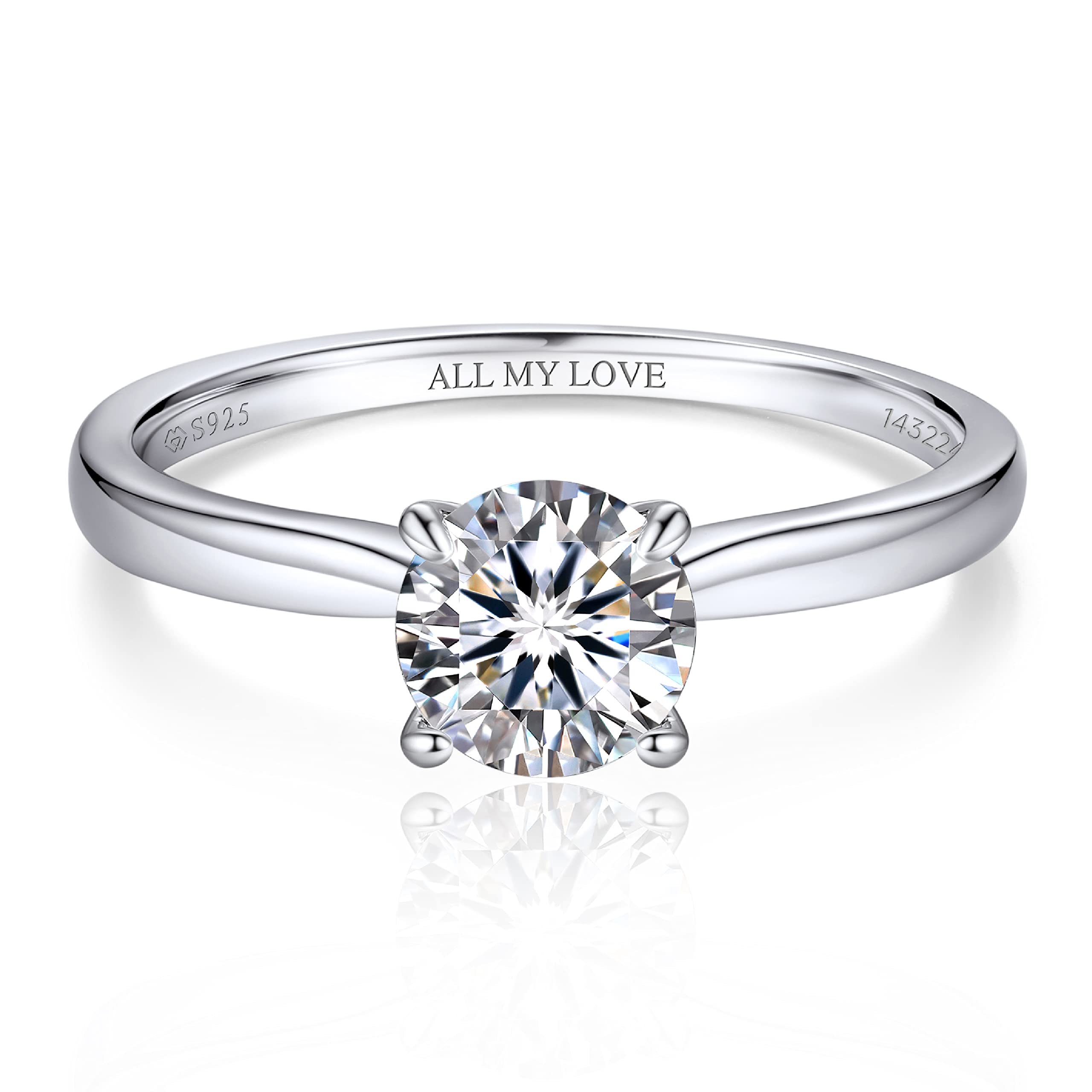 MomentWish Anillo Compromiso Mujer, Regalo dia De La Madre, 1-2 Quilates Moissanite Diamante Anillos Promesa Solitario Plata de Ley 925 con Certificato Gra Regalo Aniversario