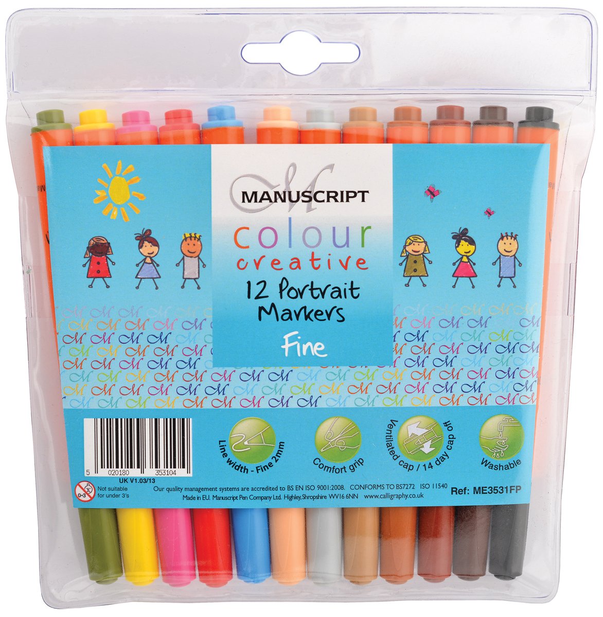 Manuscript Transparent Pen Ink Portrait Colour Markers Fine Tip