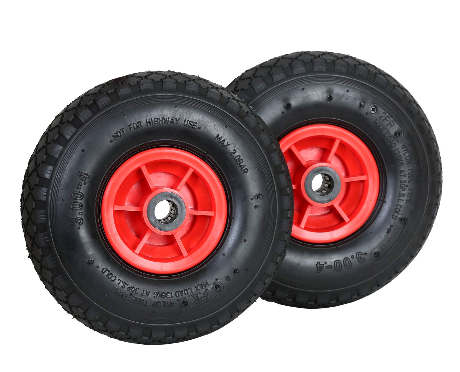 FROSAL Sackkarrenrad Nabe 20mm/60mm Rad Bollerwagen | Ersatzrad Reifen Sackkarre | Ersatzreifen | Luftreifen Rollenlager Kugellager | (2 Stück)
