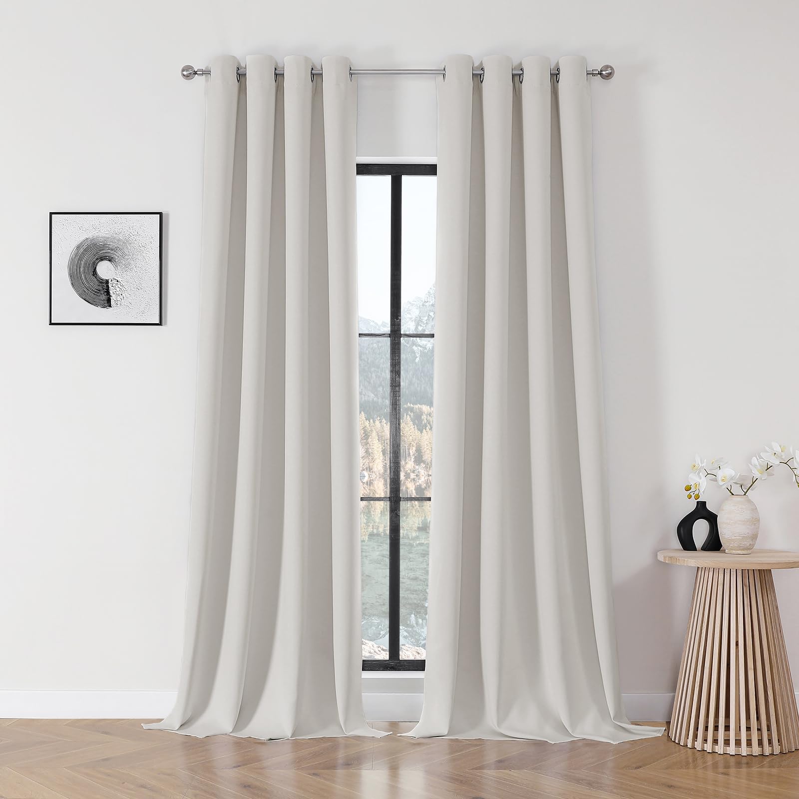 Rideaux occultants thermiques salon chambre à œillets Joydeco drapé naturel 132 x 274 cm