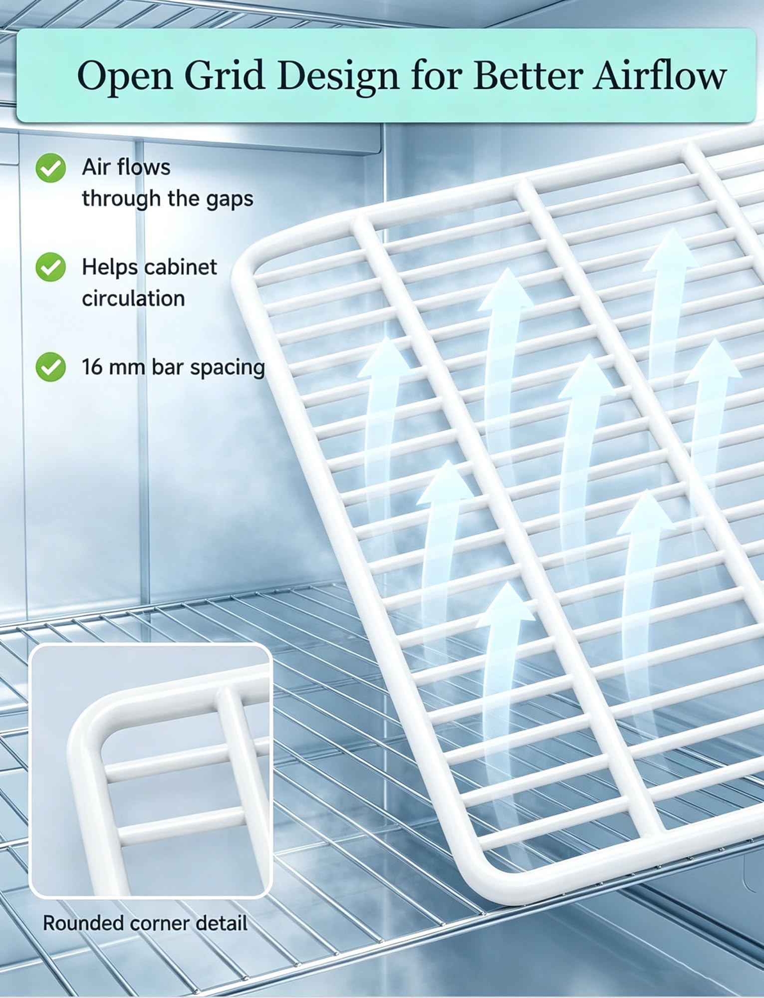 Griglia Frigorifero, Ripiano in Metallo for Frigo e Congelatore | Griglia Congelatore in Acciaio, Ripiano for Vetrina Refrigerata, Frigorifero e Banchi Frigo(60x55cm/23.6x21.7in)