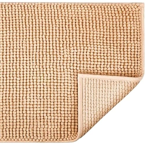 Klickpick Designs Thick Plush Bath Mats Soft Bath Mat Chenille Washable Bath Rugs Microfiber Shaggy Non Slip Bathroom Rug Anti Slip Absorbent Bath Rug Carpet with Non Skid Backing (20” x 32” ,Beige)