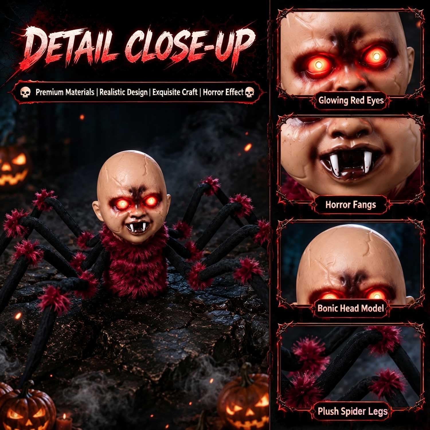 Ragno di Halloween Animatronic,Decorazioni Cimitero di Halloween Esterno