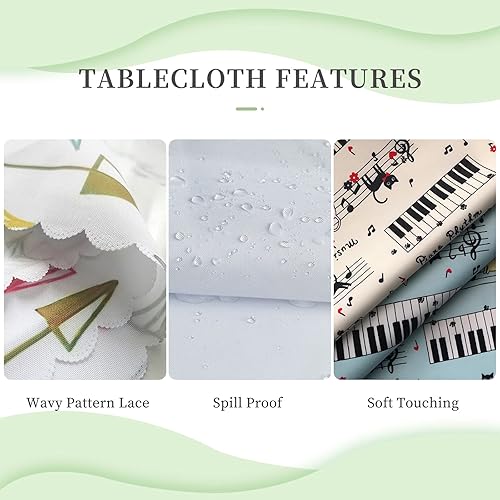 Miniatura 6 de Mantel cuadrado con patrón de Navidad, 70 x 70 pulgadas, resistente a las manchas, reutilizable, lavable, para cocina, interiores, exteriores,