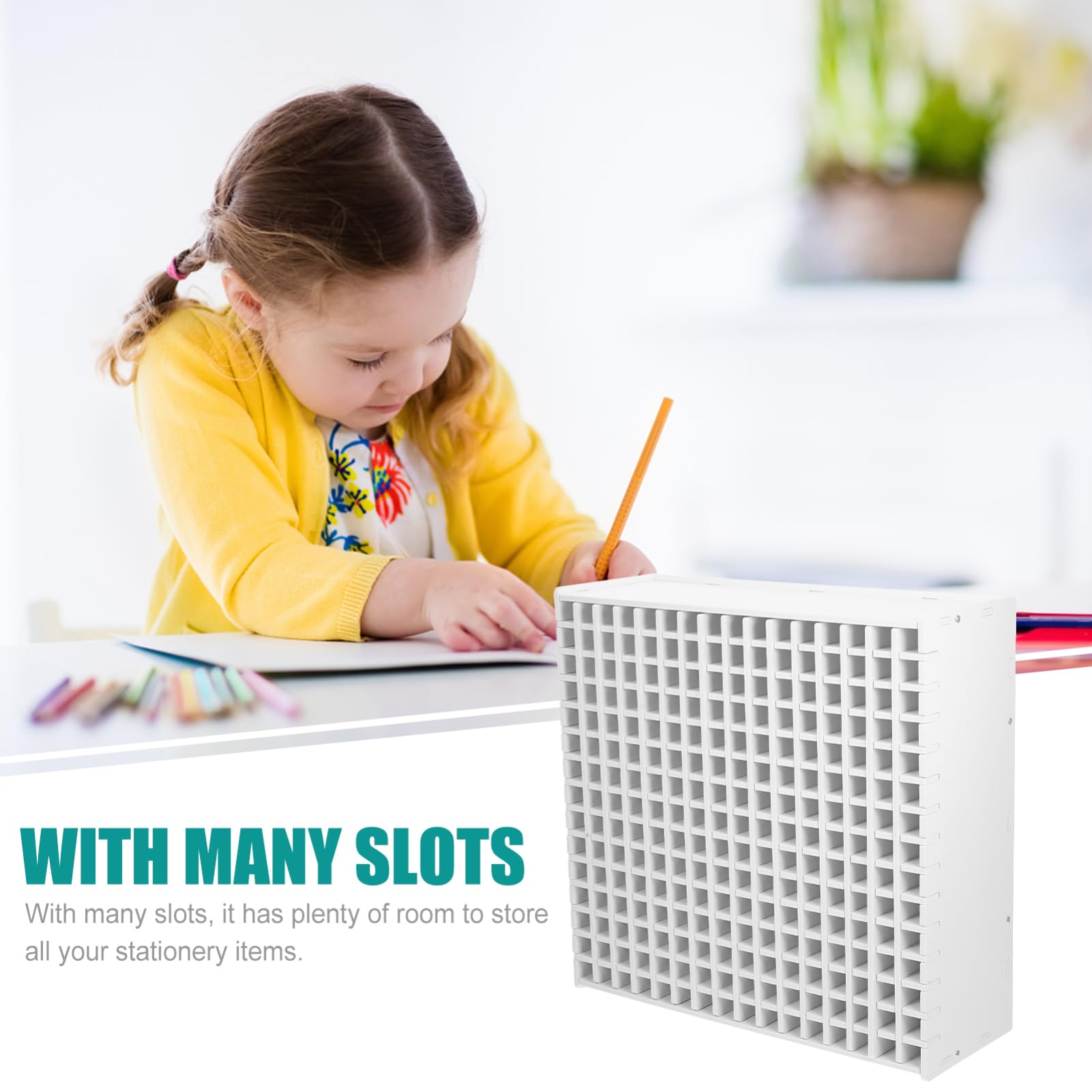 Portapenne da Scrivania Abs Bianco 240 Slot Organizer | Accessori da Scrivania, Studiare Accessori, Decorazioni Scuola, Piccolo Ingombro per Scuola e Ufficio