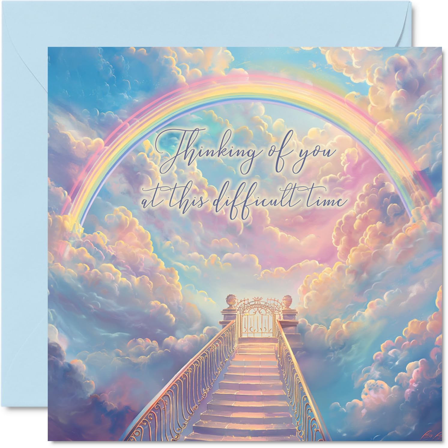 Sympathy Cards Thinking of You Cards - Gates of Heaven - Religious Condolence Card, Mourning Bereavement for Adults, Sorry For Your Loss, 145mm Sympathy Greeting