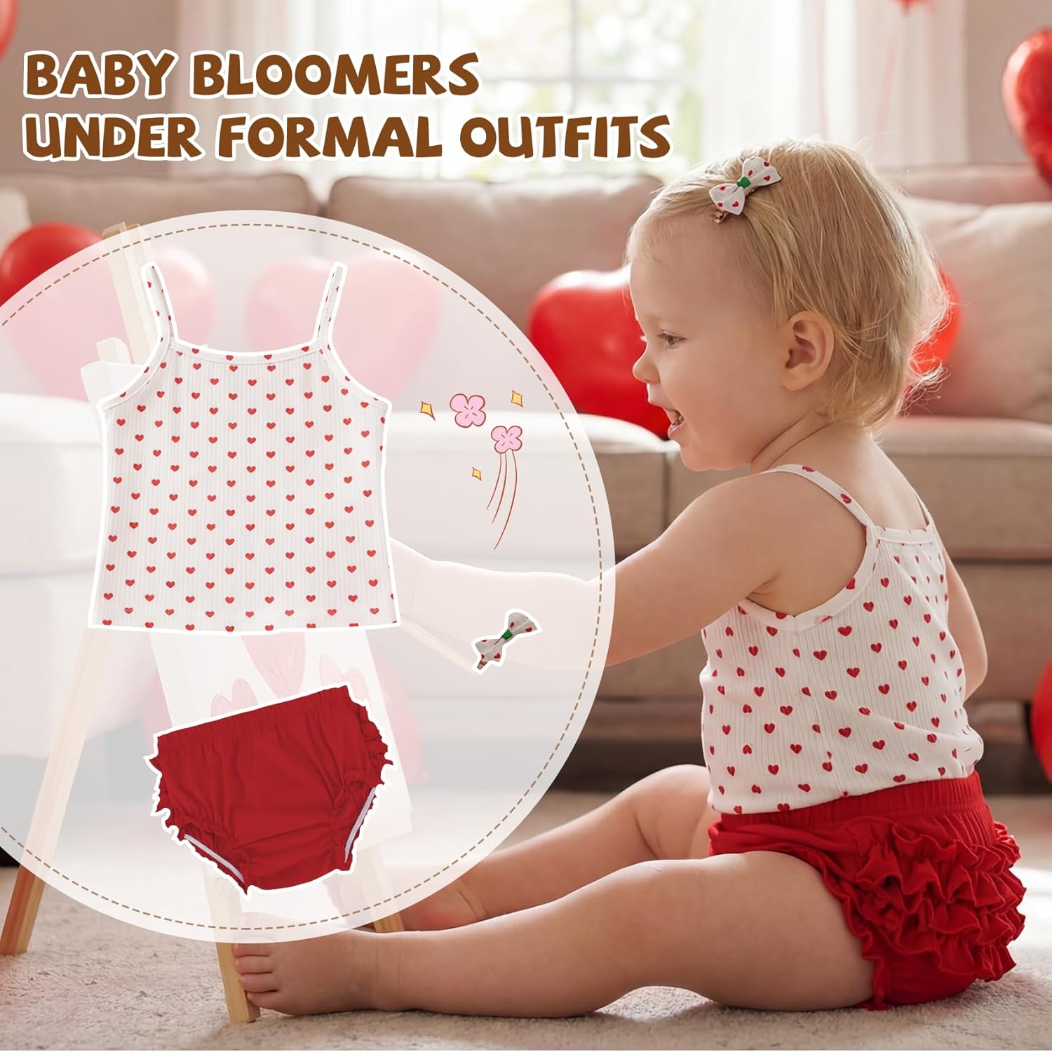 Durio Baby Bloomers for Toddler Girls Ruffle Diaper Covers for Girls Cute Cotton Baby Girl Shorts - Image 6