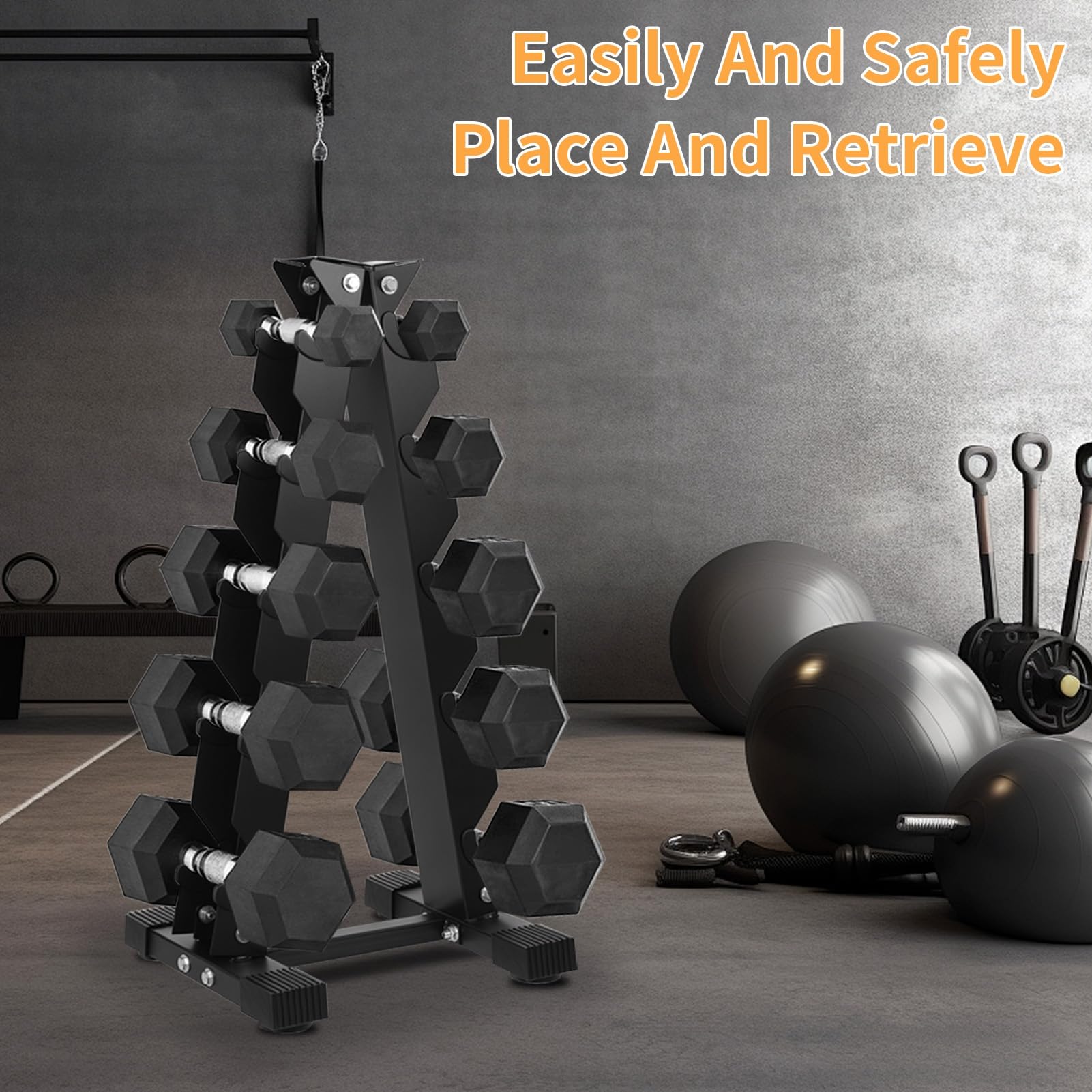 Reheyre Supporto per manubri resistente, supporto per pesi in acciaio a 5 o 6 livelli, supporto per alberi per manubri con telaio ad A, organizer compatto per casa e palestra, base antiscivolo, design