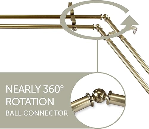 Miniatura 4 de A&F Rod Decor - Barra de cortina para ventana de doble bahía de 1316 pulgadas, latón antiguo