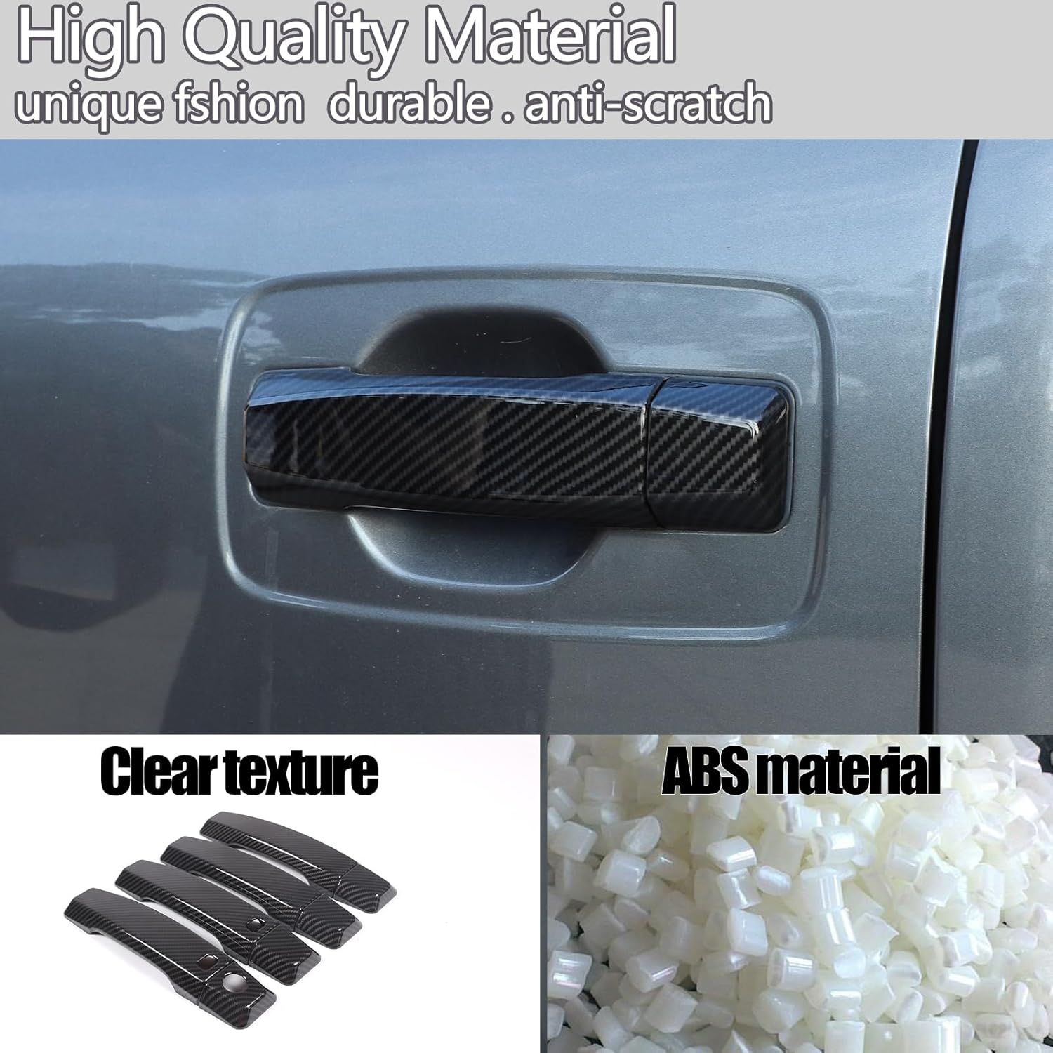 Exterior Door Handle Cover Compatible with Nissan Titan 2016-2023, Car Front Rear Outside Door Handle Outer Trim Cover Protector Decoration Covers Accessories (Carbon fiber pattern-four doors)