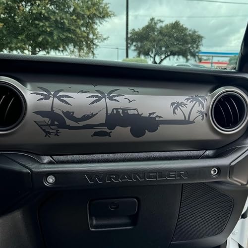 Miniatura 3 de Zxiaochun Dashboard Decal Glove Box Beach Scenery Vinyl Sticker for Wrangler JL JLU Gladiator JT(Matte Black)