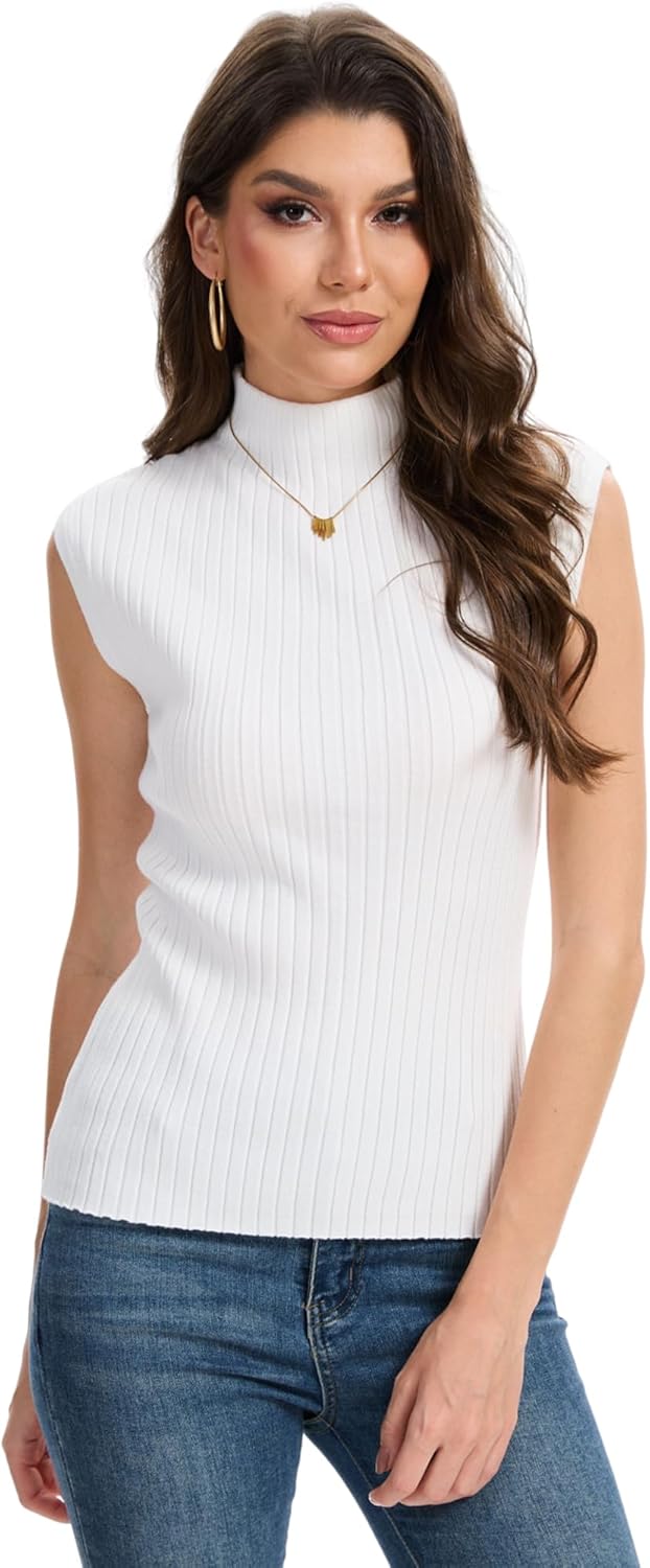Breezy Lane Sleeveless Mock Neck Tops for Women Sweater Vest Mock Turtlenecks Knit Vests - Image 5