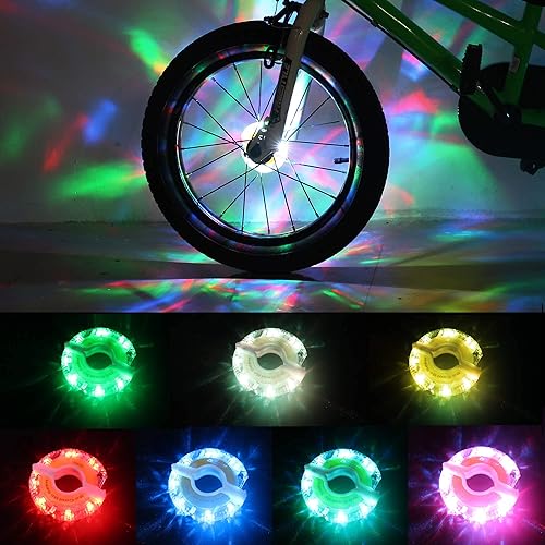 DAWAY Luces de rueda de bicicleta recargables  A16 Cool Led Luces de neumático de bicicleta, accesorios de cubo de bicicleta para niños y niñas,