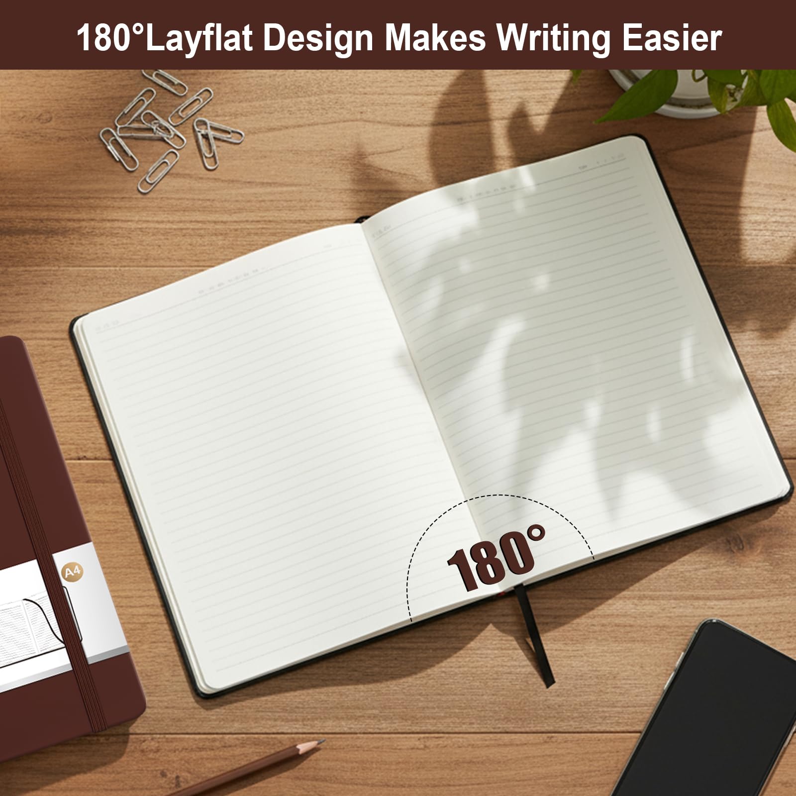 ViVin Quaderno a righe formato A4 per lavoro, 21,6 x 27,9 cm, in pelle, con copertina rigida, 192 pagine, professionale, a righe, per ufficio e affari