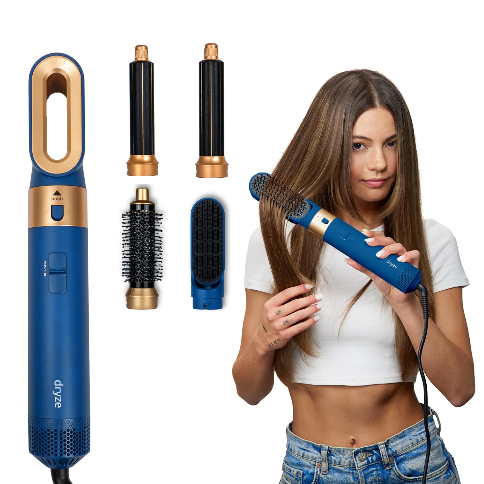 airstyler 5 in 1, lockenstab, haartrockner, warmluftbürste, föhnbürste, föhn… (Vinca Blue)