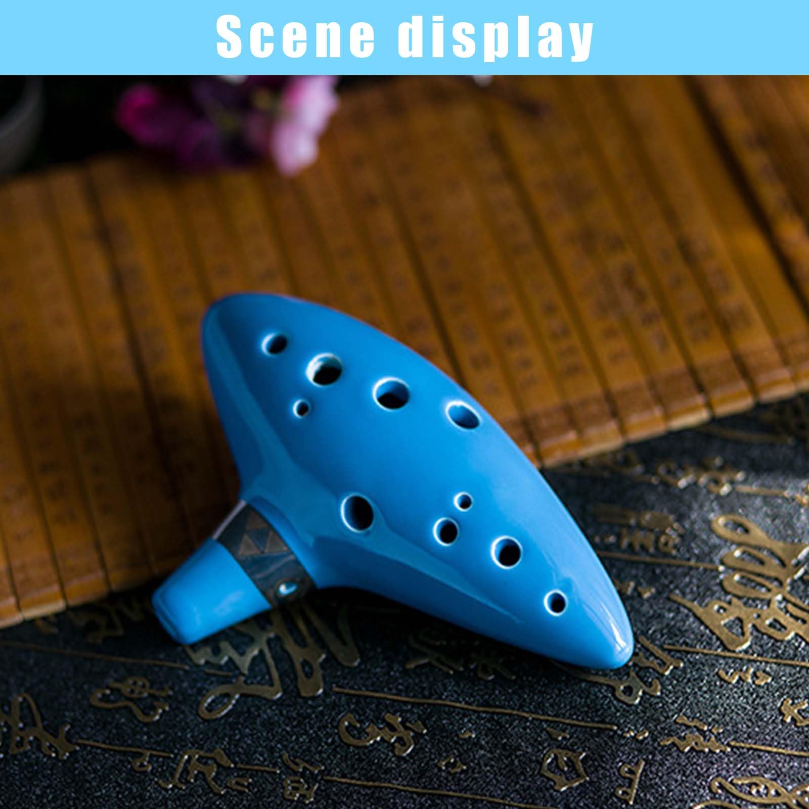 Zelda Ocarina en céramique 12 trous Alto C, ocarina en céramique pour instruments de musique, ocarina of Time, livré avec repose-main, housse en tissu, partition et corde, pour les amateurs