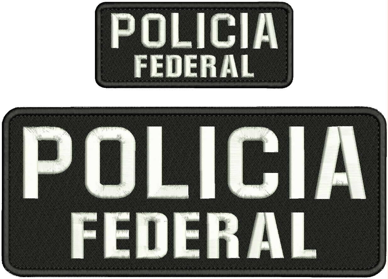 Special Patches for Velcro Patches for Uniform for POLICIA Federal Embroidery Patches 4x10 and 2x5 Hook Letters White Black Model-Q-X988-4000