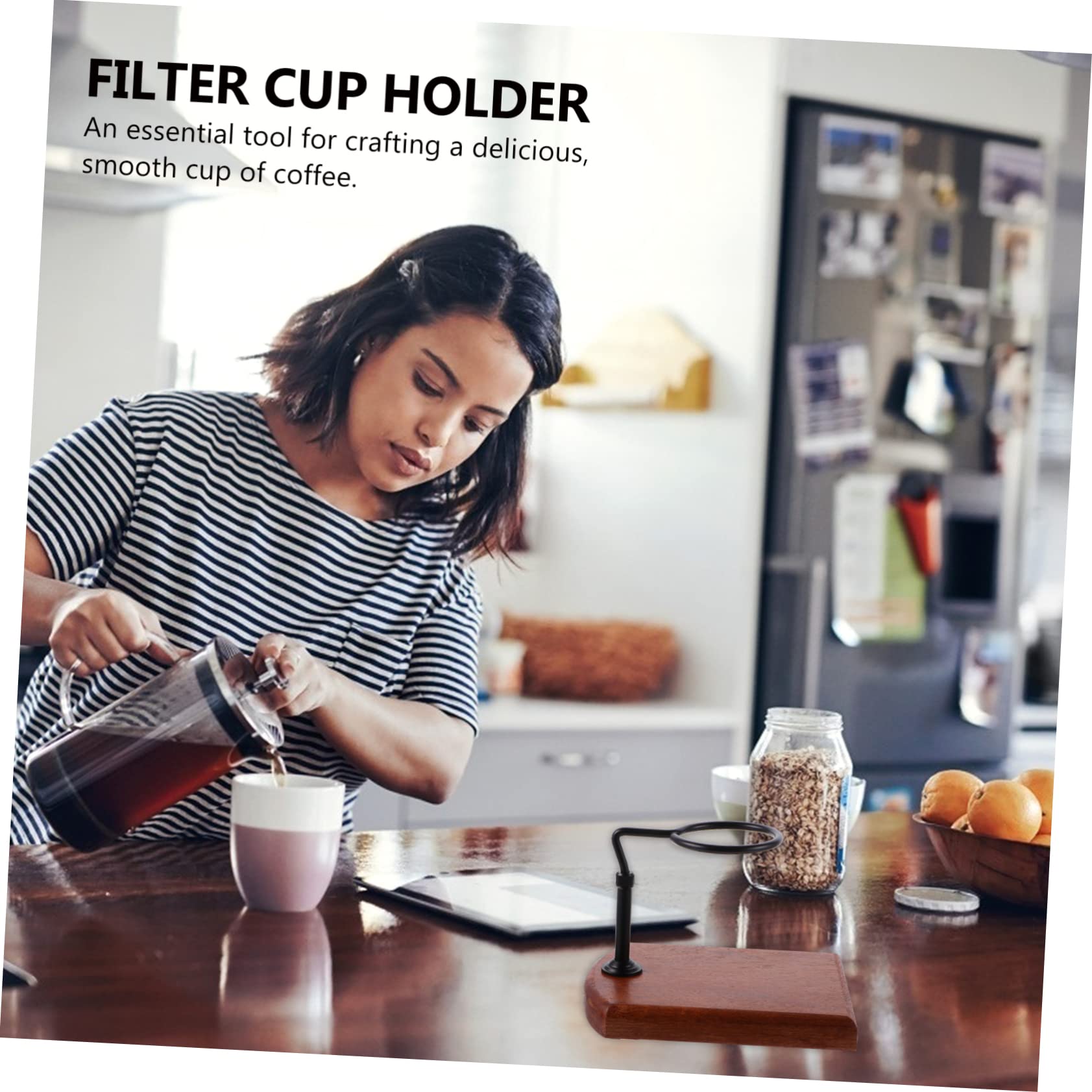 NUOBESTY Kaffeefilterhalter und Aluminium Verstellbarer Handkaffeehalter für Filterbecher Praktisches Kaffeezubehör für Handbrühung Zuhause oder Büro