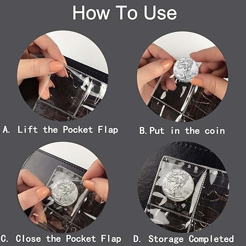 Miniatura 6 de 15 hojas de páginas de suministros para colección de monedas, 5 tamaños para coleccionar monedas, página de bolsillo con fundas estándar de 9